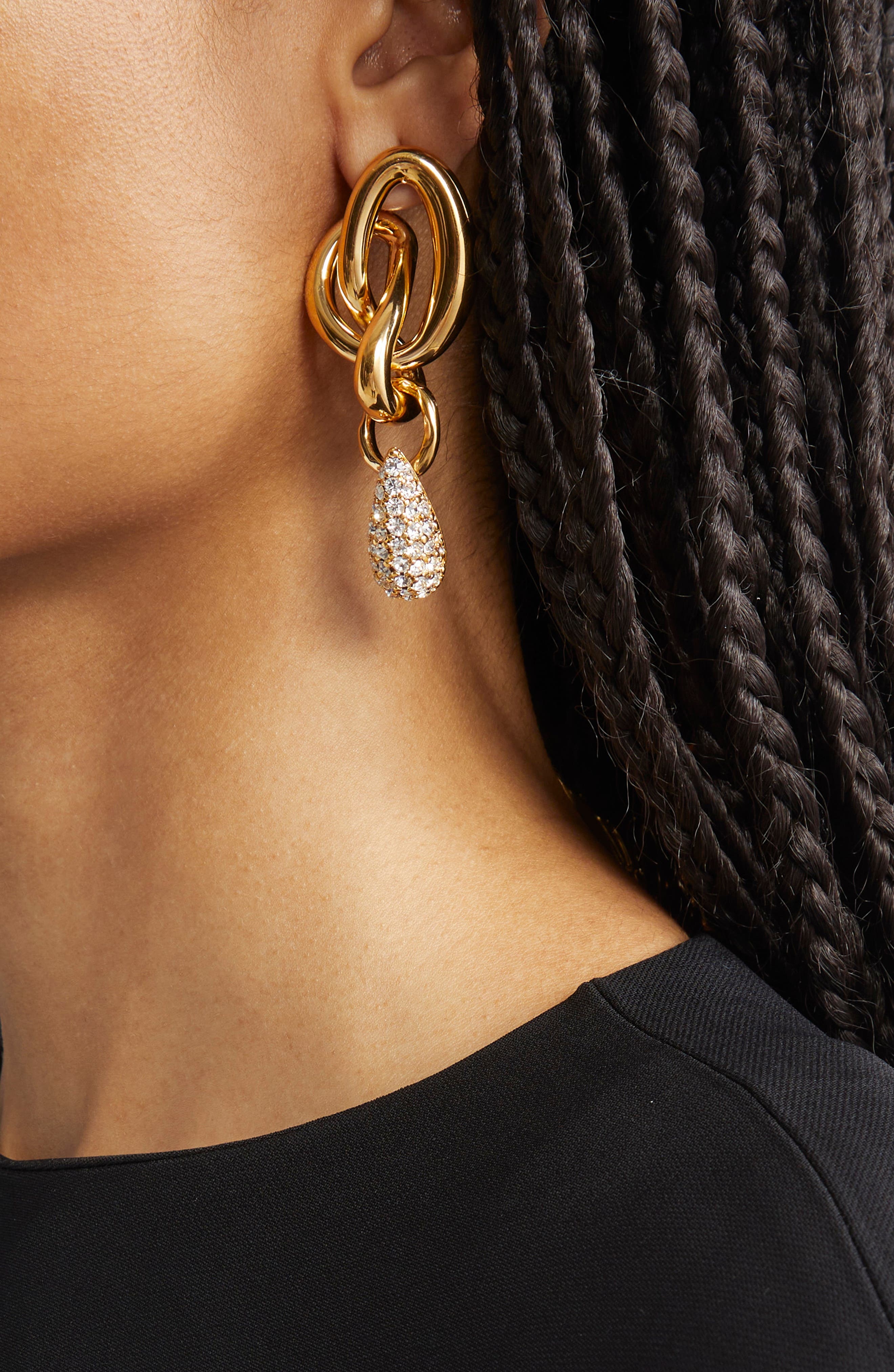 Oscar de la Renta Twisted O Knot Pavé Drop Earrings in Yellow Gold at Nordstrom - 2
