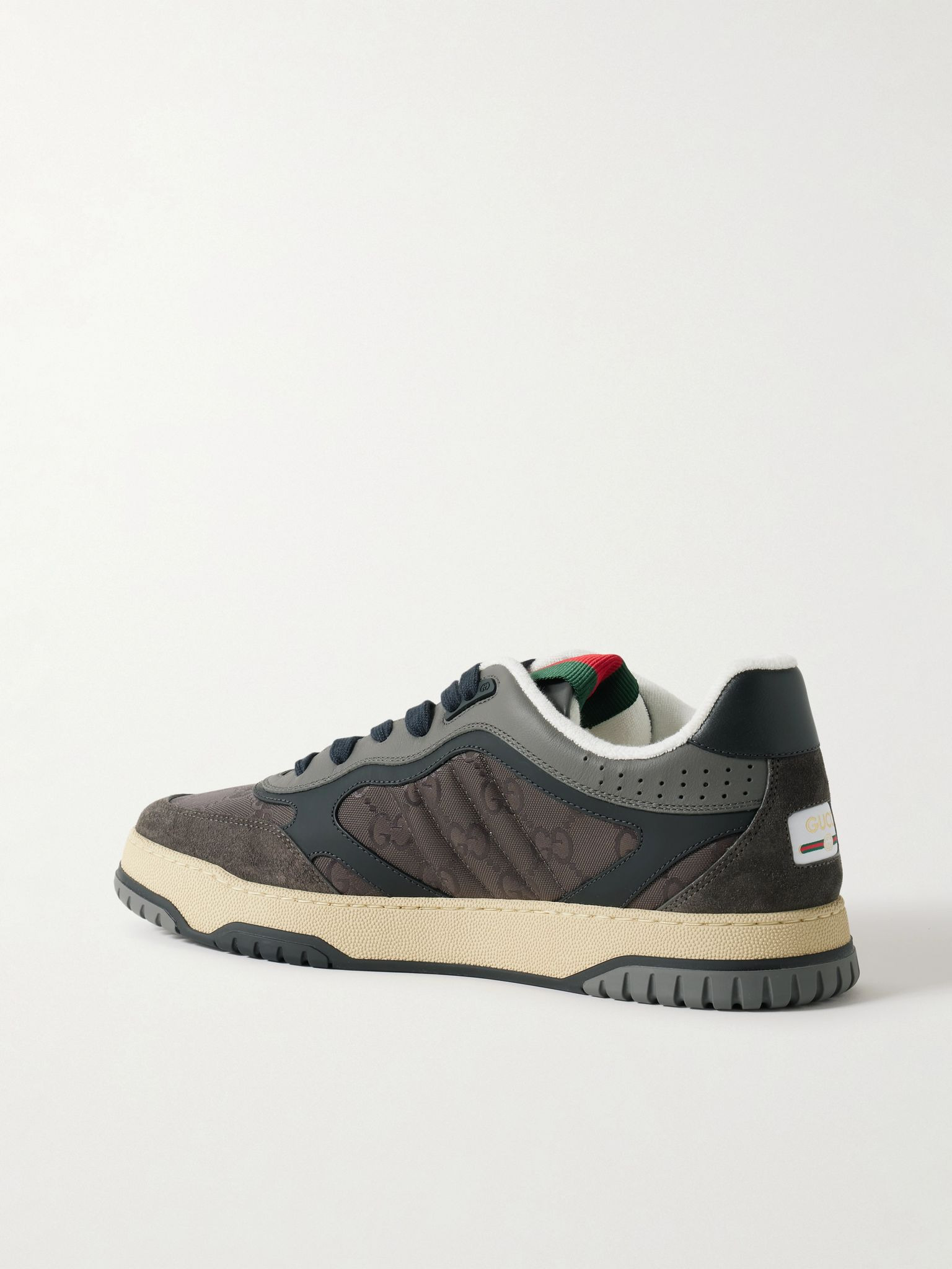 Re-Web Suede and Webbing-Trimmed Canvas and Leather Sneakers Gray - 4
