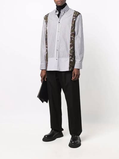 VERSACE baroque-panel striped shirt outlook