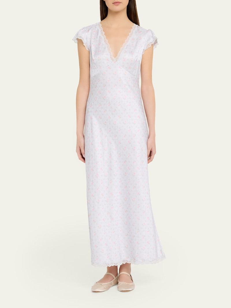 LoveShackFancy Theodore Silk-Blend Floral Maxi Dress outlook