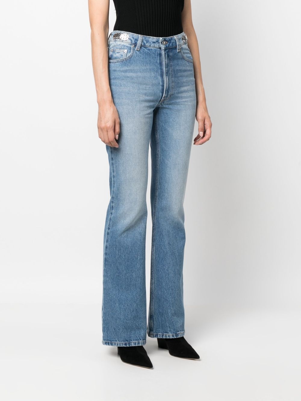 coin-detail flared jeans - 3