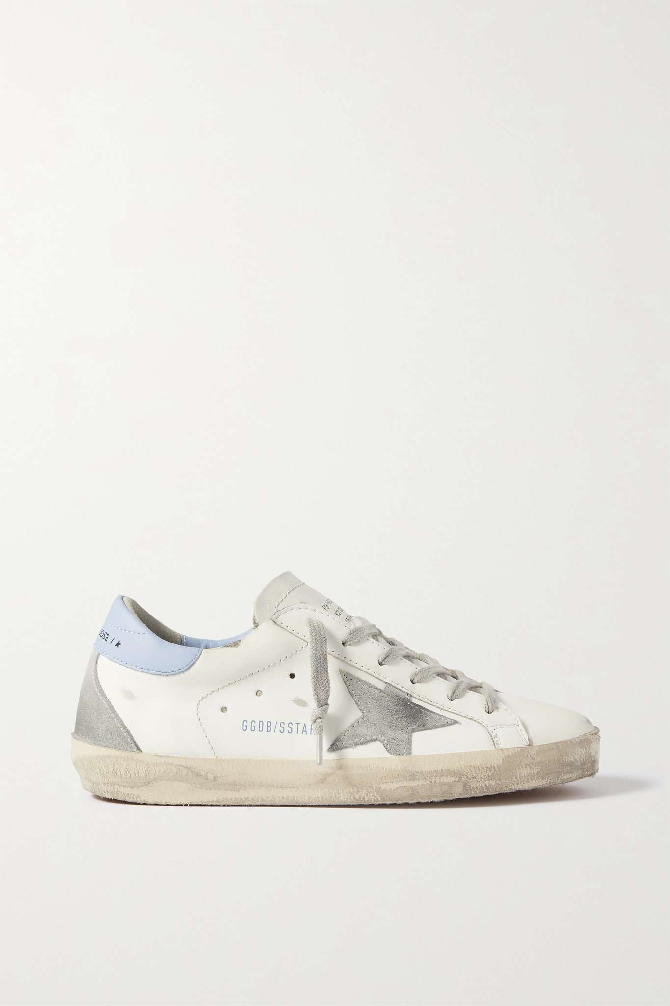 Superstar faux pearl-embellished distressed leather sneakers - 1