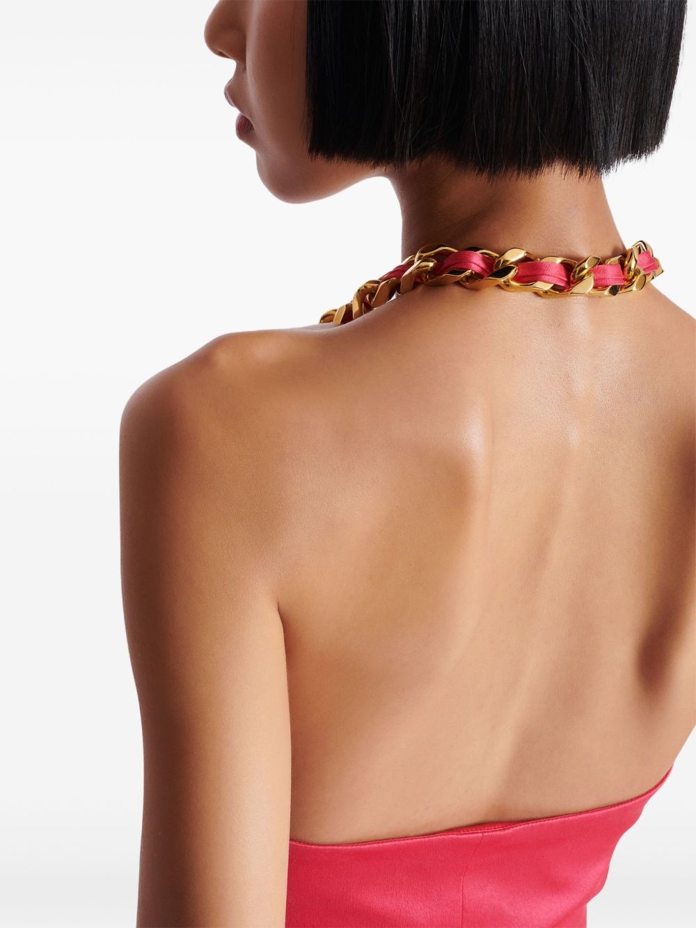 chain-strap silk-crepe top - 7