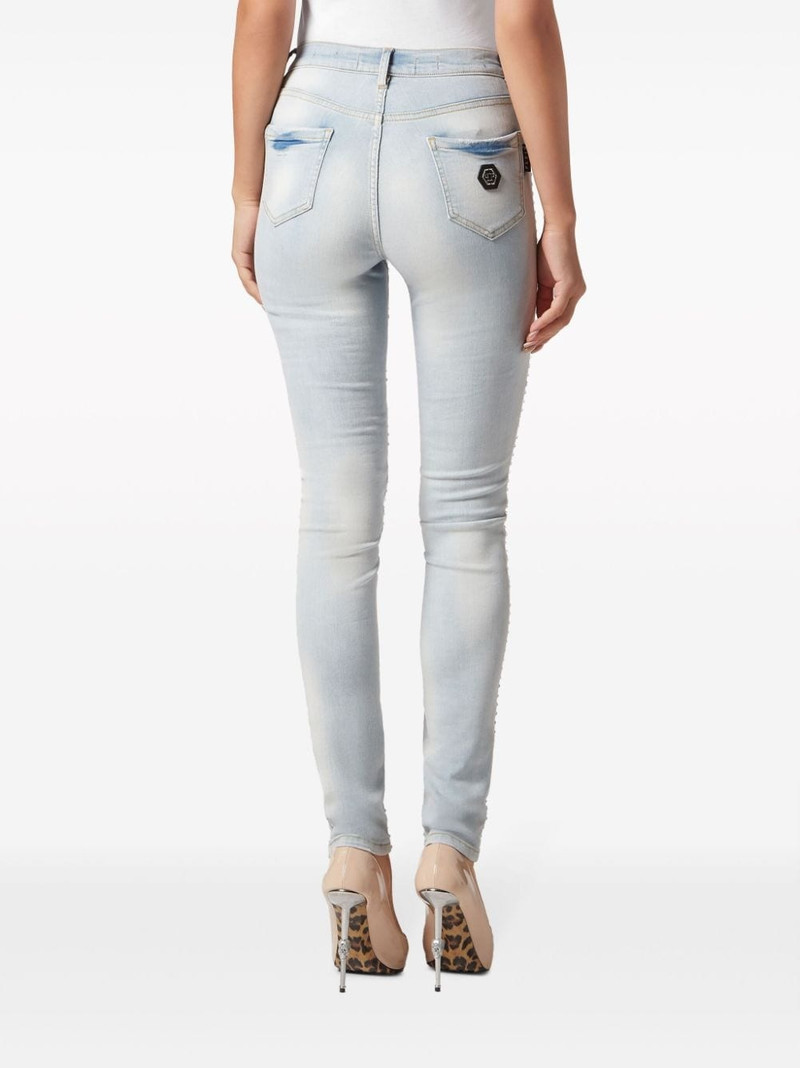 Crystal Pinstripe high-rise jeggings 4