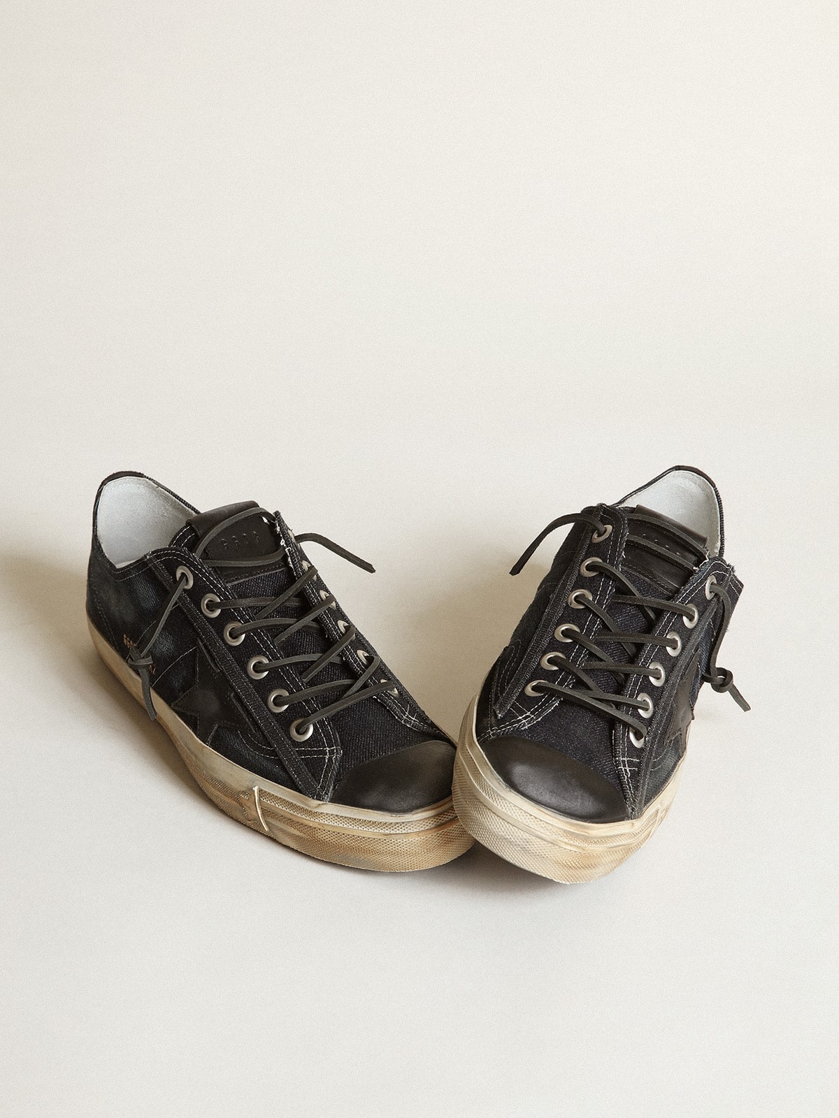 V-Star sneakers in midnight-blue denim with black leather star and toe - 2