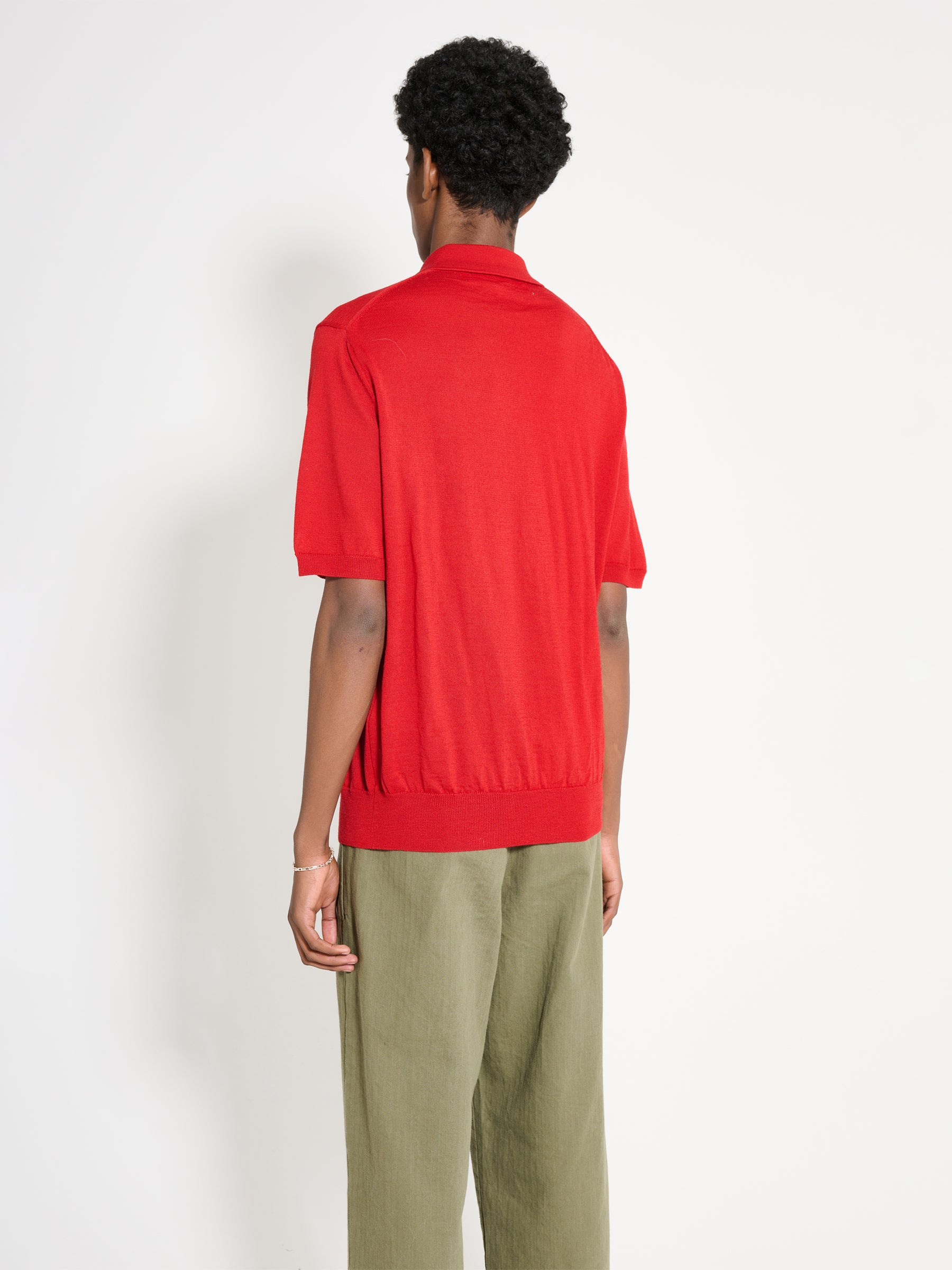 COMME DES GARÇONS PLAY POLO NECK SHORT SLEEVE SHIRT RED - 3