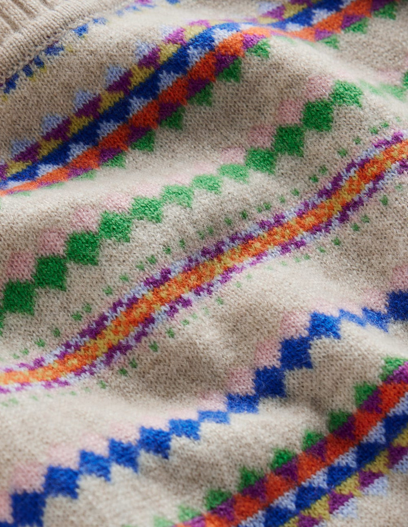 Lydia Cashmere Jumper-Oatmeal Melange Fair Isle 1
