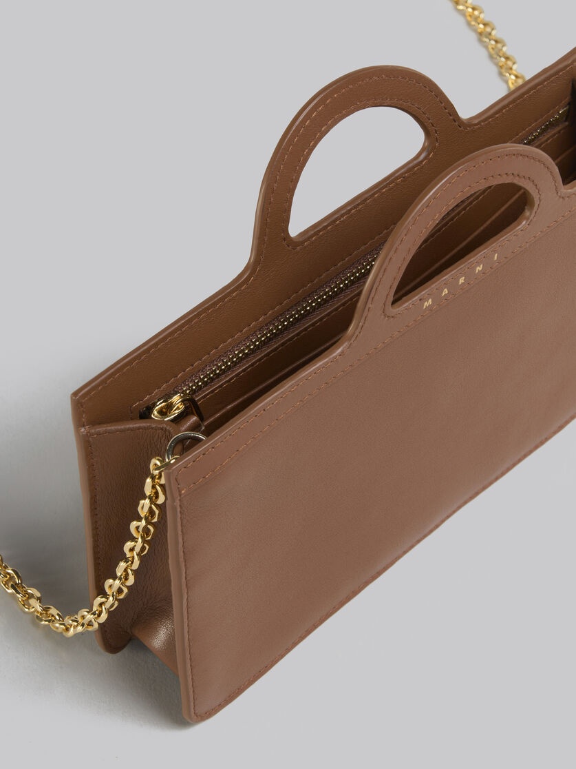 BROWN LEATHER TROPICALIA LONG WALLET WITH CHAIN STRAP - 4