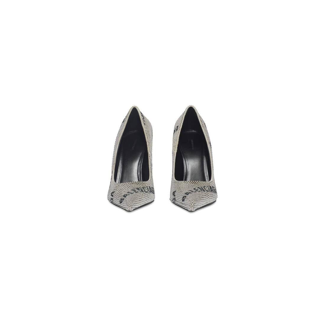 Women's Square Knife 110mm Pump With Allover Logo Rhinestones  in Silver - 3