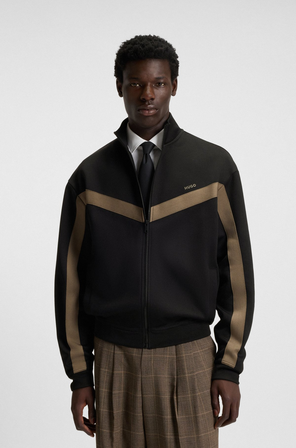 RELAXED-FIT ZIP-UP SWEATSHIRT WITH CHEVRON TAPE - 2