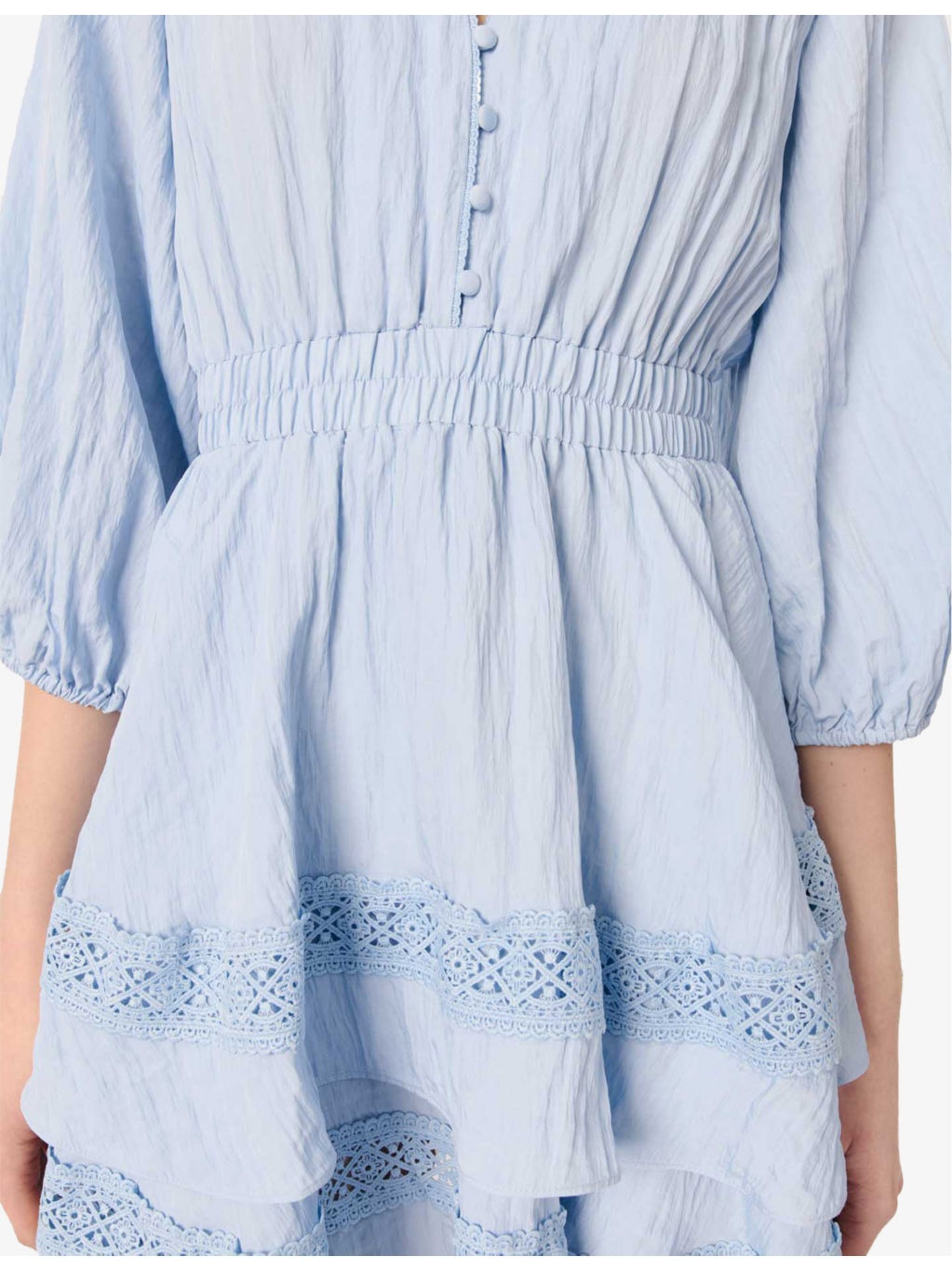 Lace-Trim Tiered Woven Mini Dress - 5