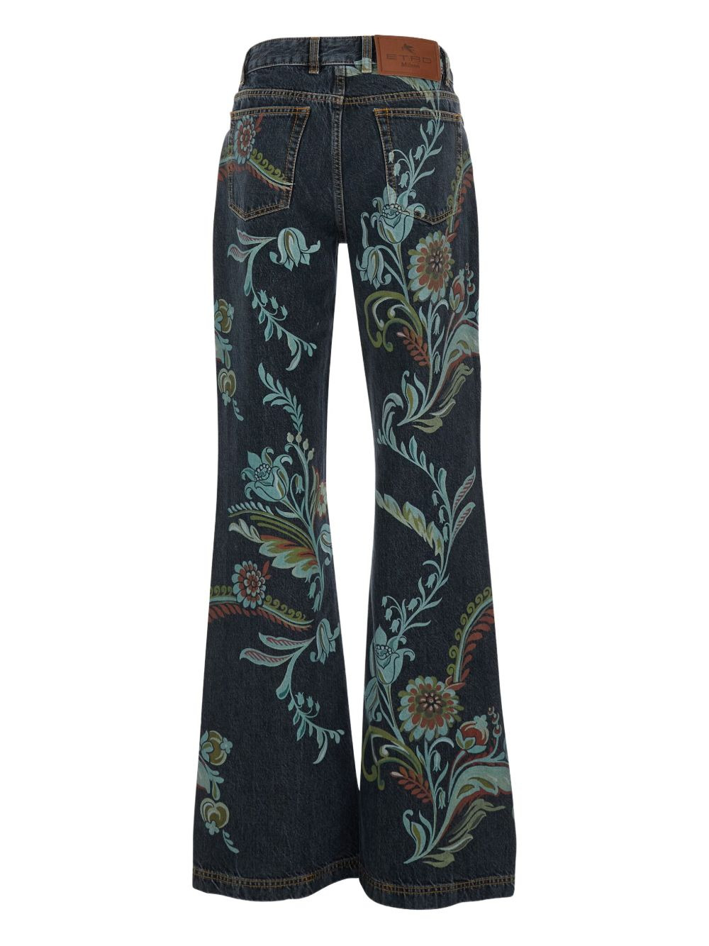 floral print straigh-leg jeans - 2
