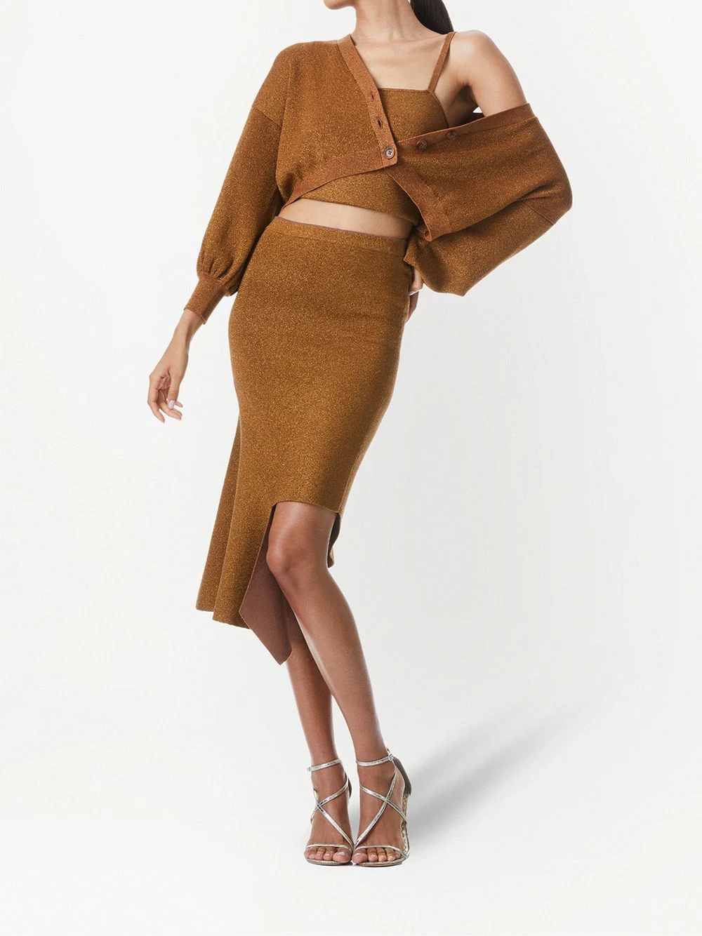 Zelina mettallic-knit cropped cardigan - 2