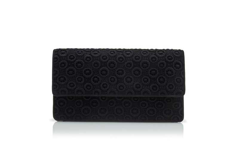 Black Lace Embroidered Clutch 1