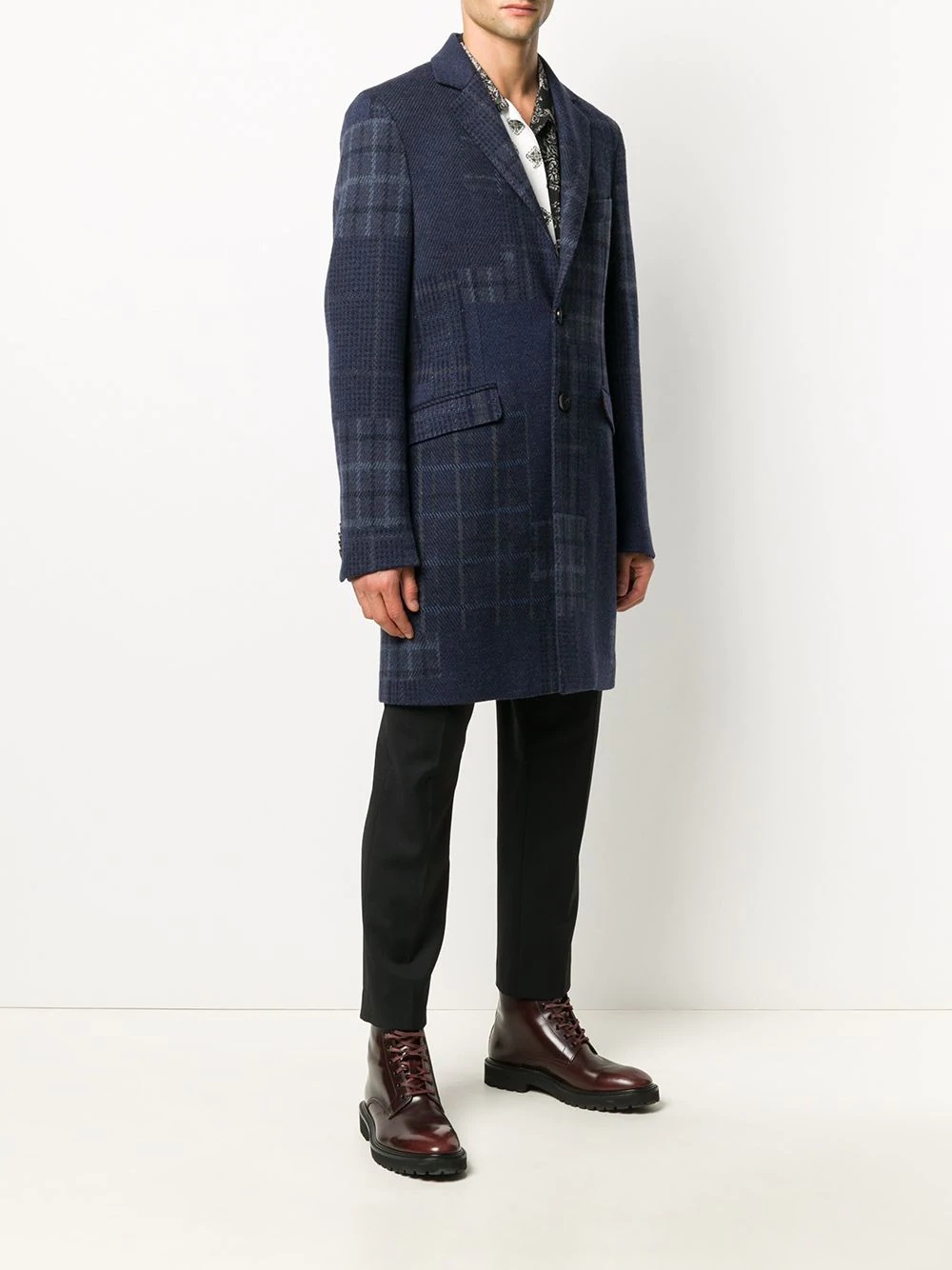 plaid single-breasted coat - 3