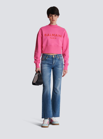 Balmain Cropped sweatshirt with Balmain Paris print outlook