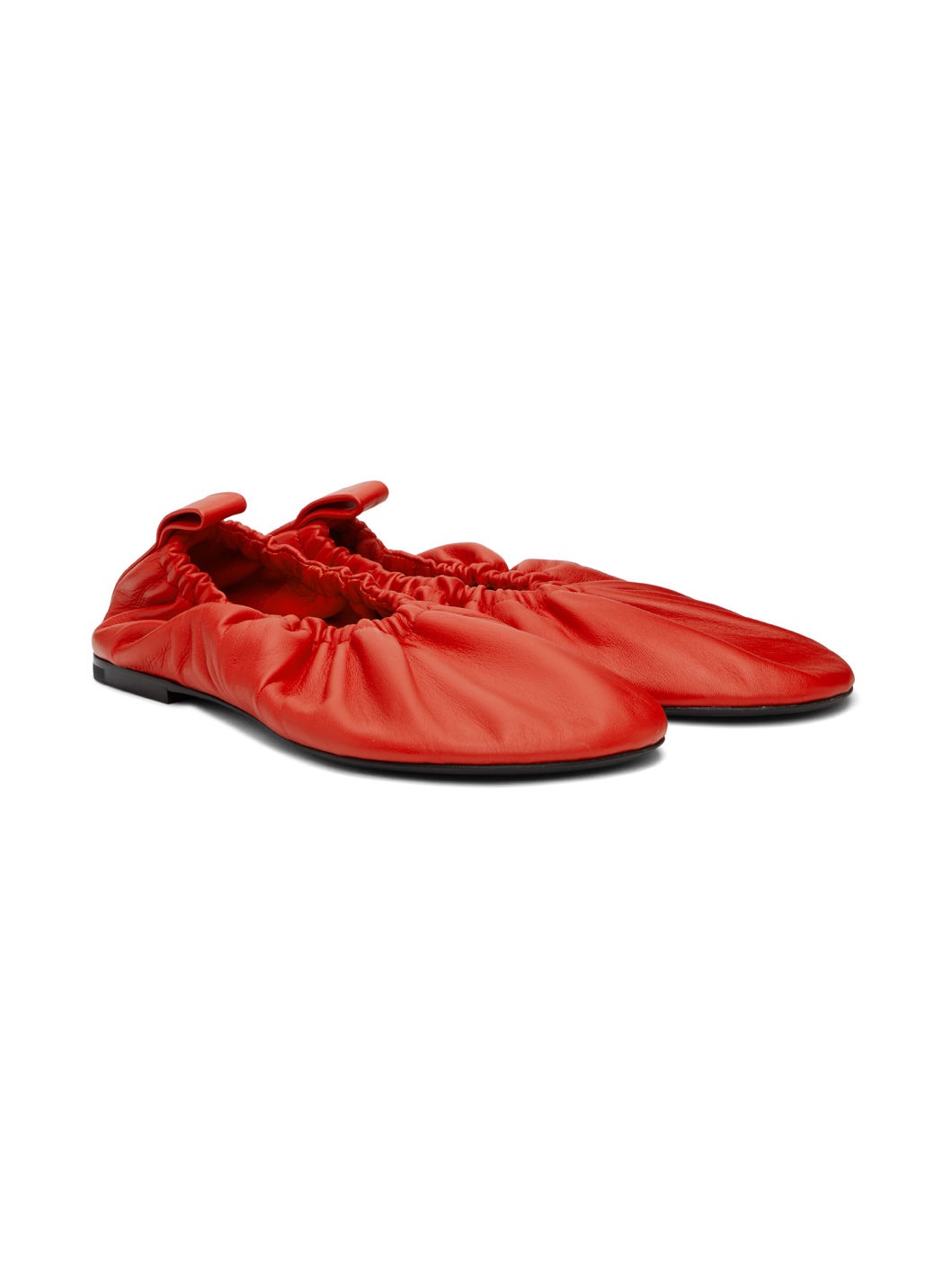 Red Leather Ballerina Flats - 4