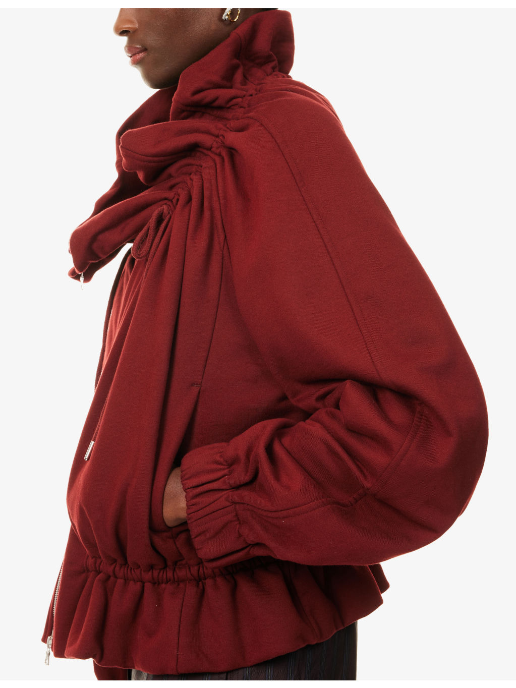Ruffled Raglan-Sleeves Cotton-Jersey Jacket - 6