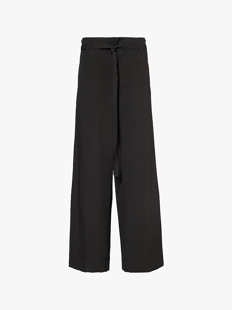 Wide-leg high-rise woven trousers - 1