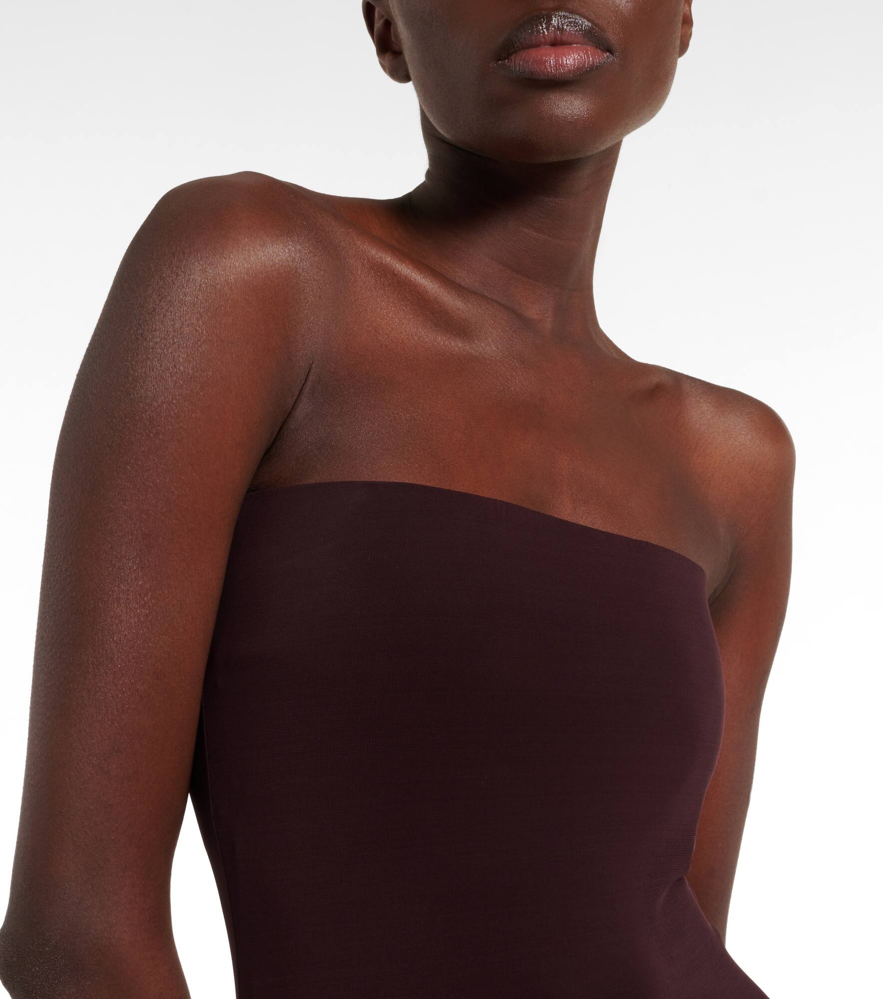 Strapless gathered jersey maxi dress - 4