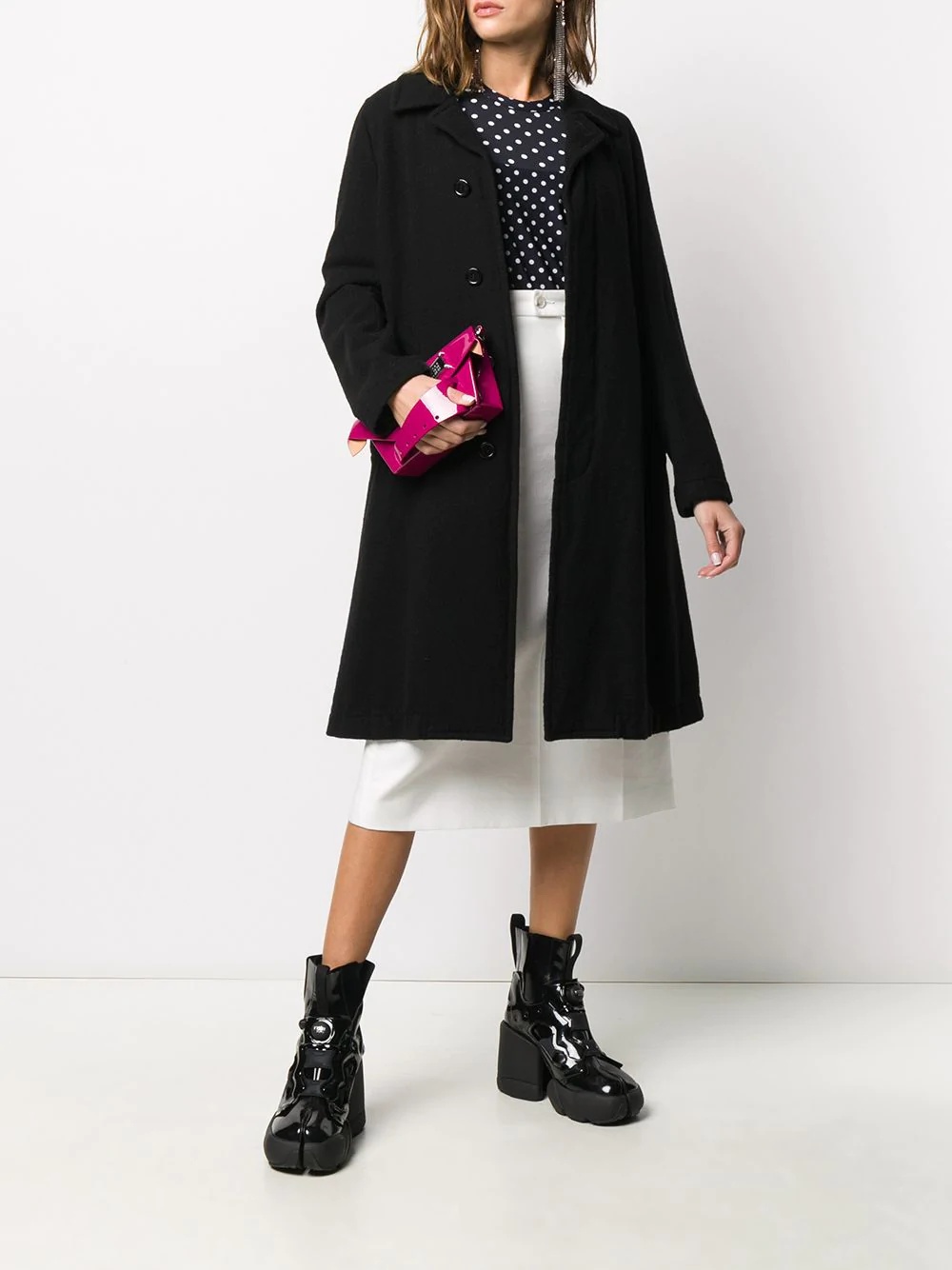 long-sleeved concealed buttoned up coat - 2