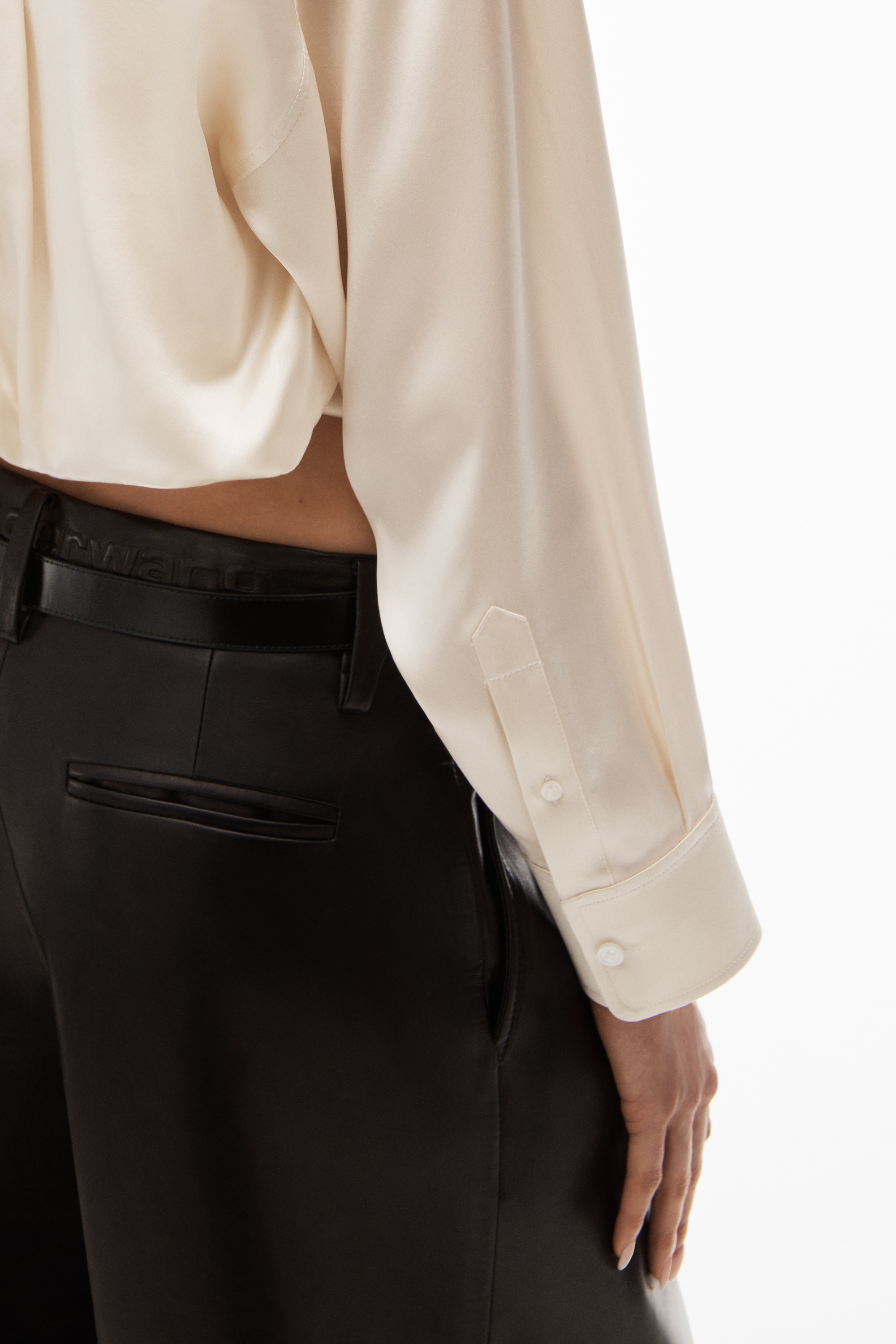 layered button down in silk charmeuse - 6