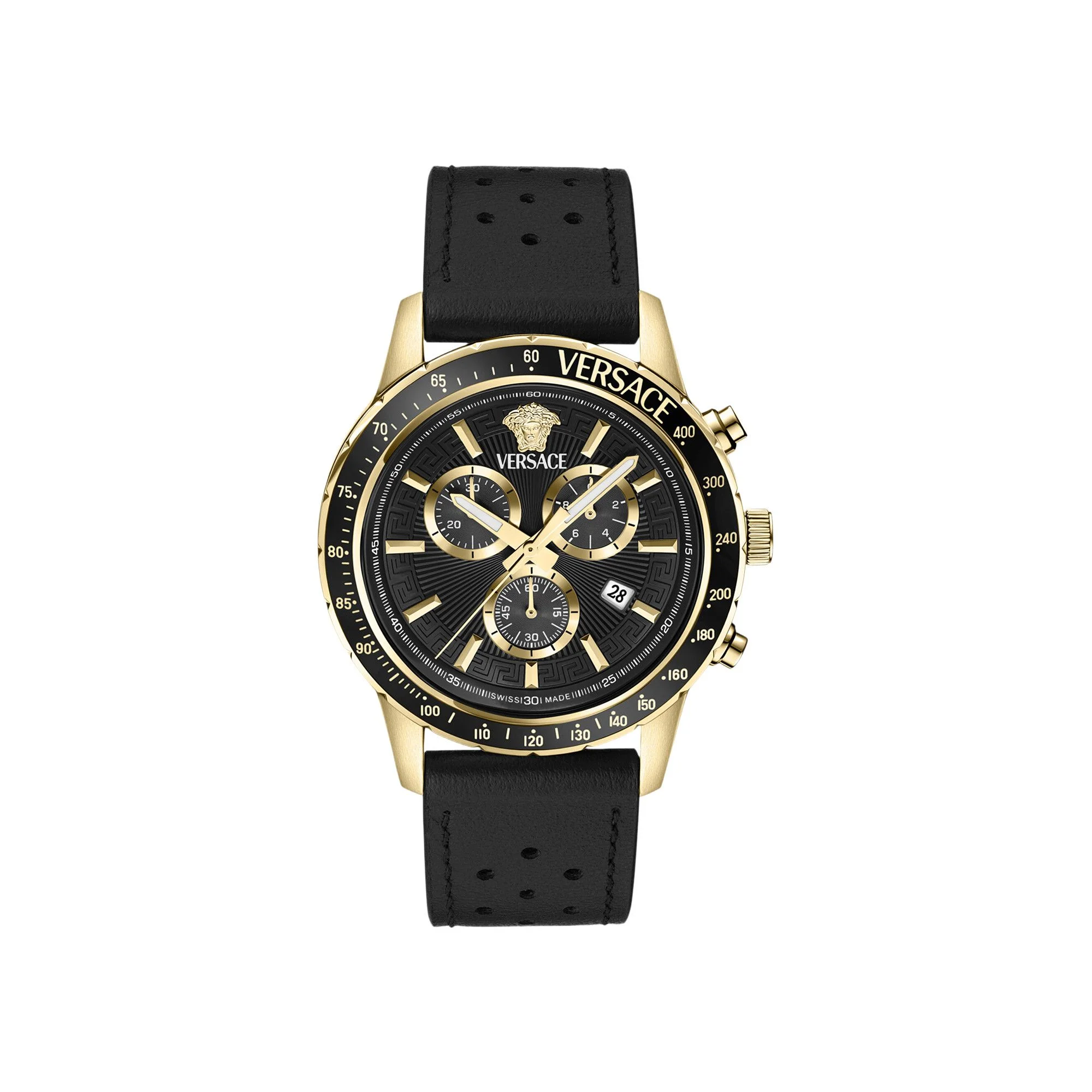 Versace Sport Chrono Leather Watch 'Gold' - 1