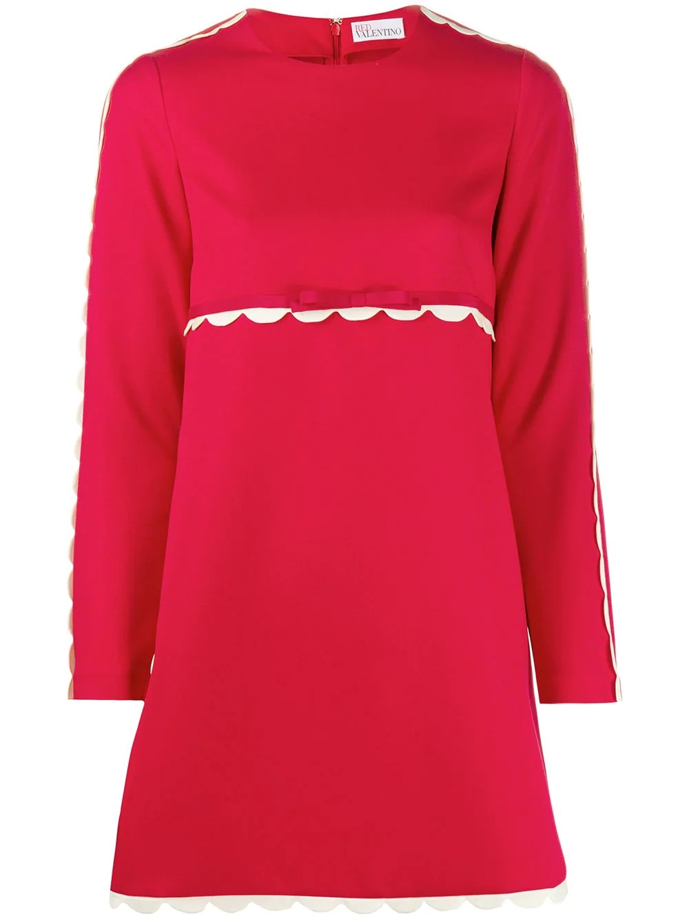 scallop-trim long-sleeve dress - 1