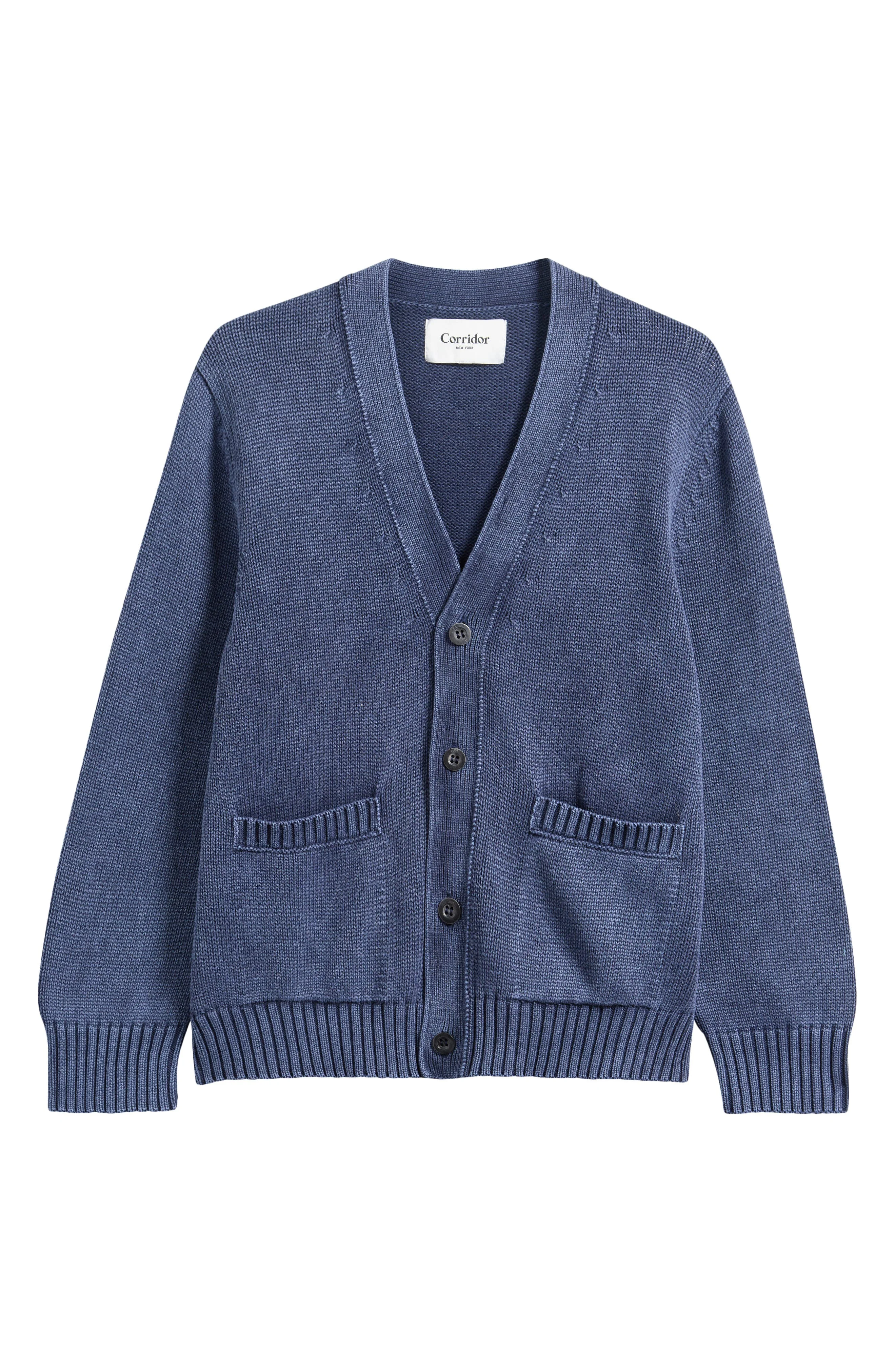 Corridor Acid Wash Cotton Cardigan in Navy at Nordstrom - 1