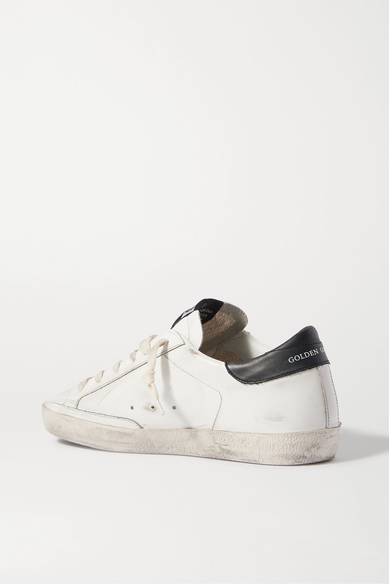 Superstar bead-embellished distressed leather sneakers - 4