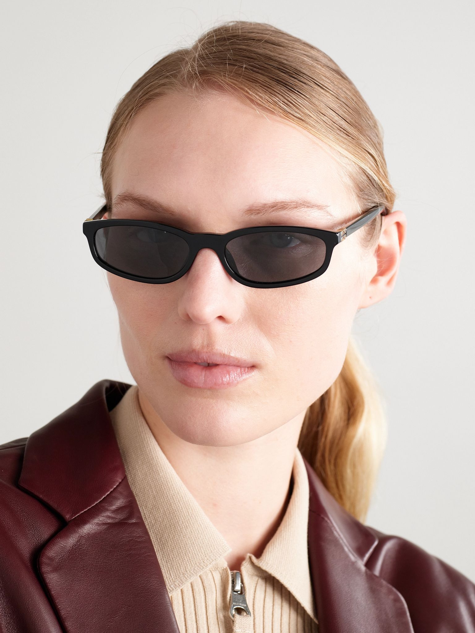 Oval-frame acetate sunglasses Black - 2