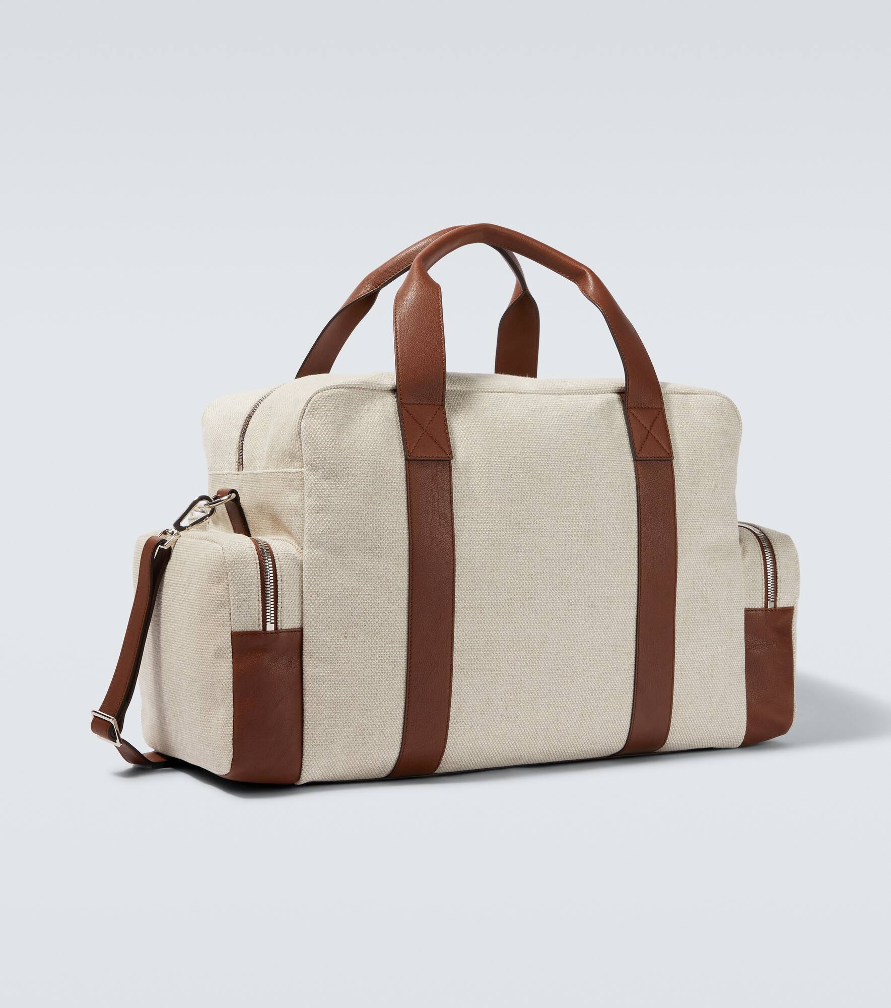 Leather-trimmed canvas duffel bag - 5