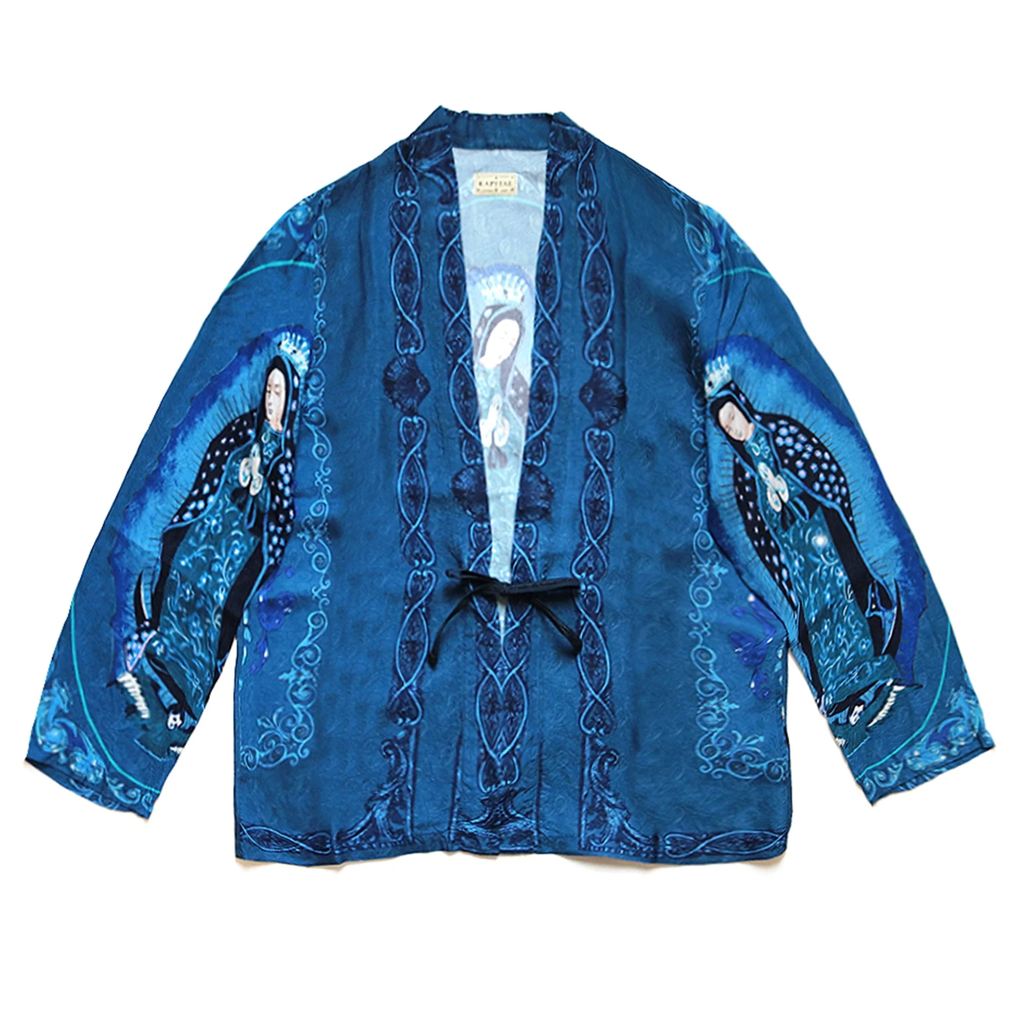 RAYON VIRGIN MARY KIMONO SHIRT - TURQUOISE - 1