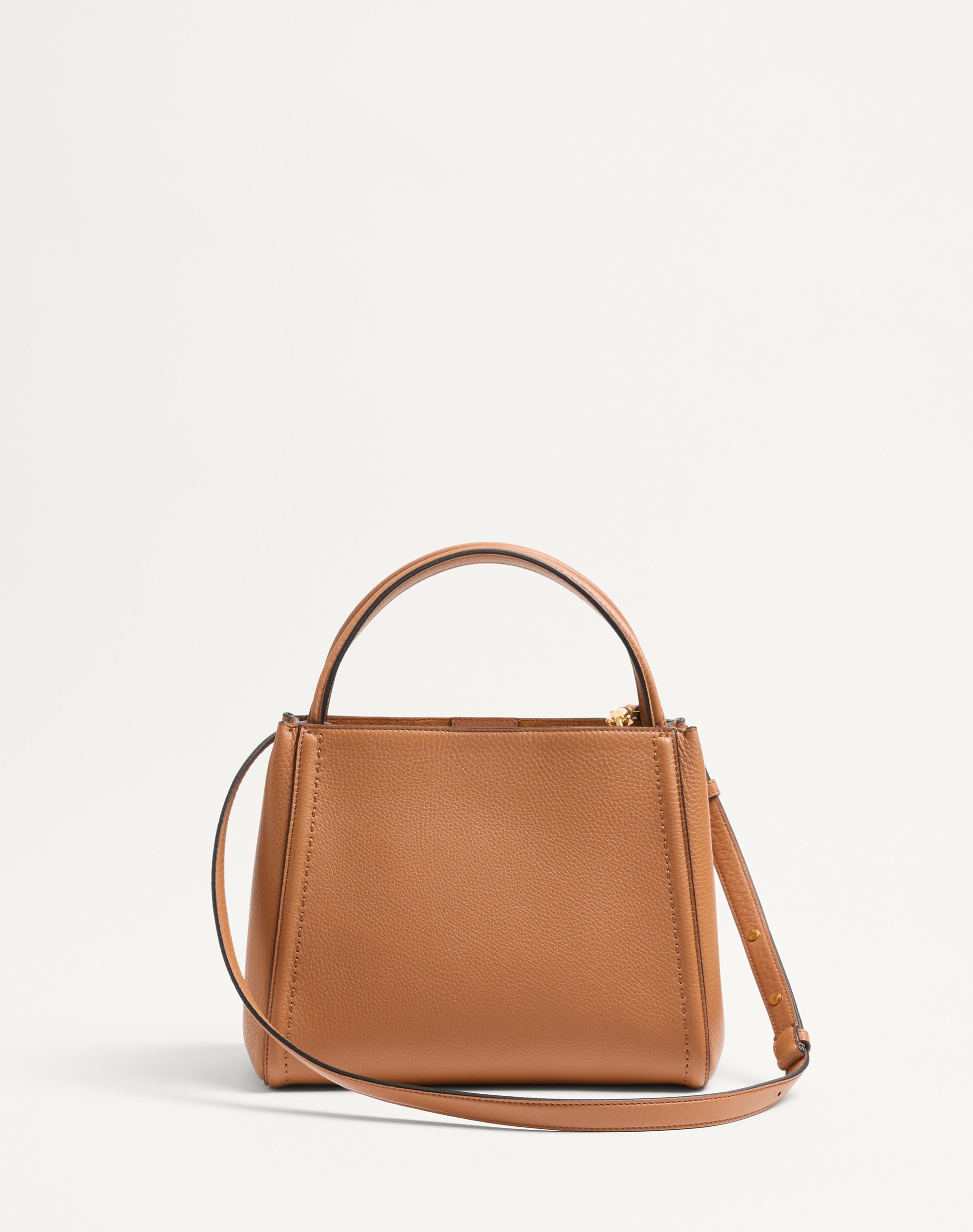 VALENTINO GARAVANI ALLTIME MEDIUM HANDBAG IN GRAINY CALFSKIN WITH JACQUARD RIBBON SHOULDER STRAP - 5