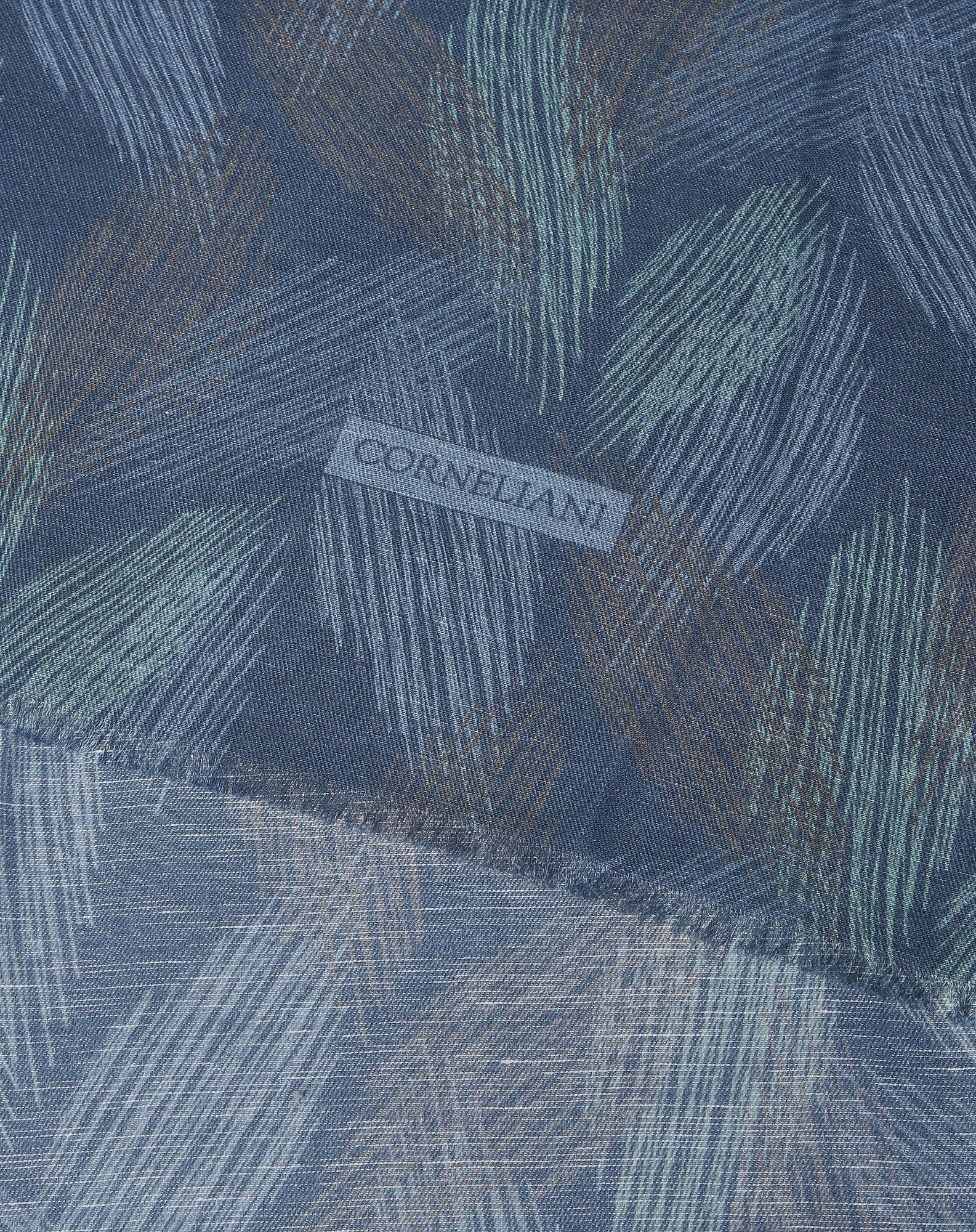 Cotton and linen scarf in shades of blue - 3