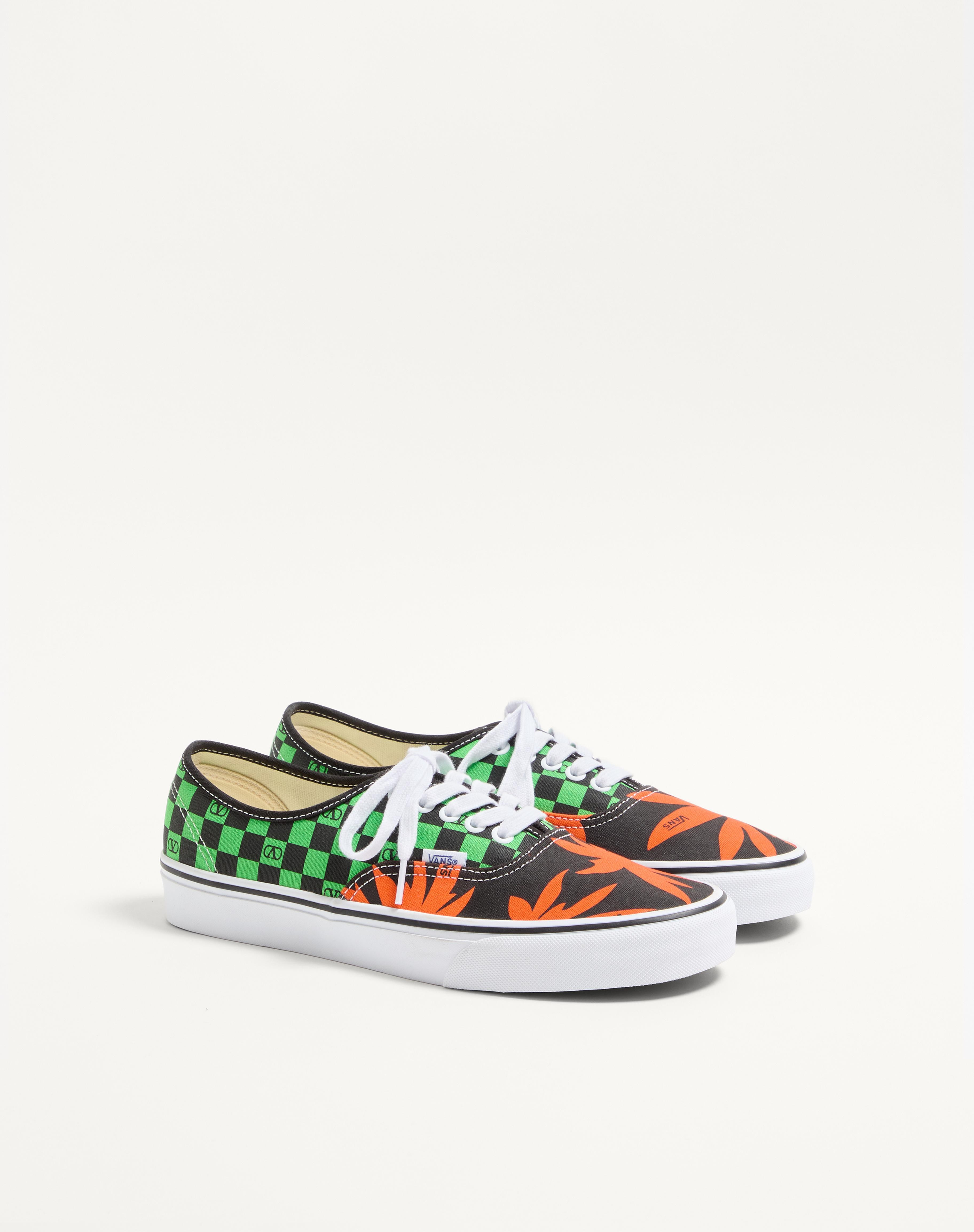 VALENTINO GARAVANI AND VANS LOW-TOP FABRIC TRAINER WITH VLOGO CHECKERBOARD PRINT AND TROPICAL LEAVES - 3
