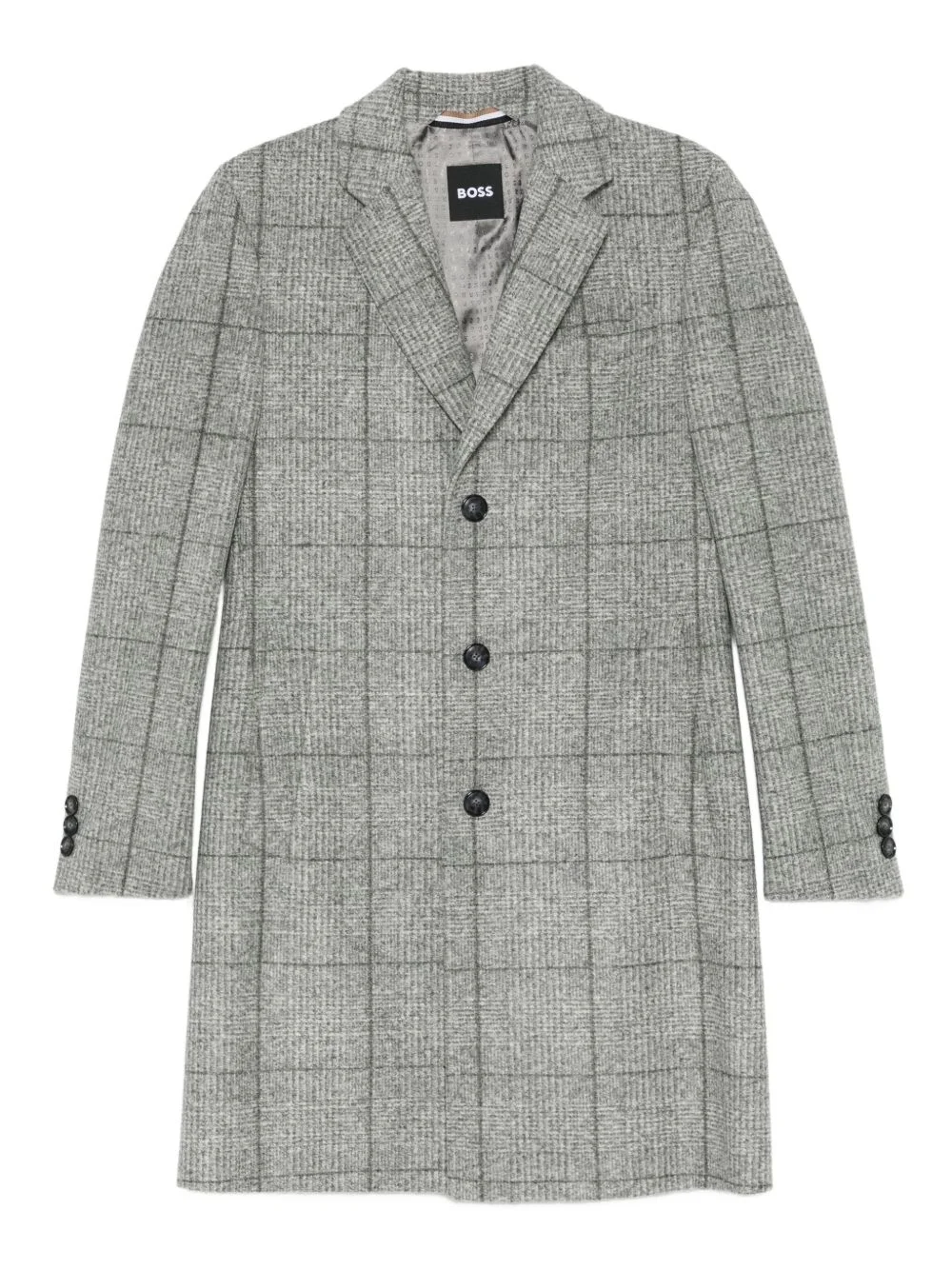 checked buttoned coat - 1
