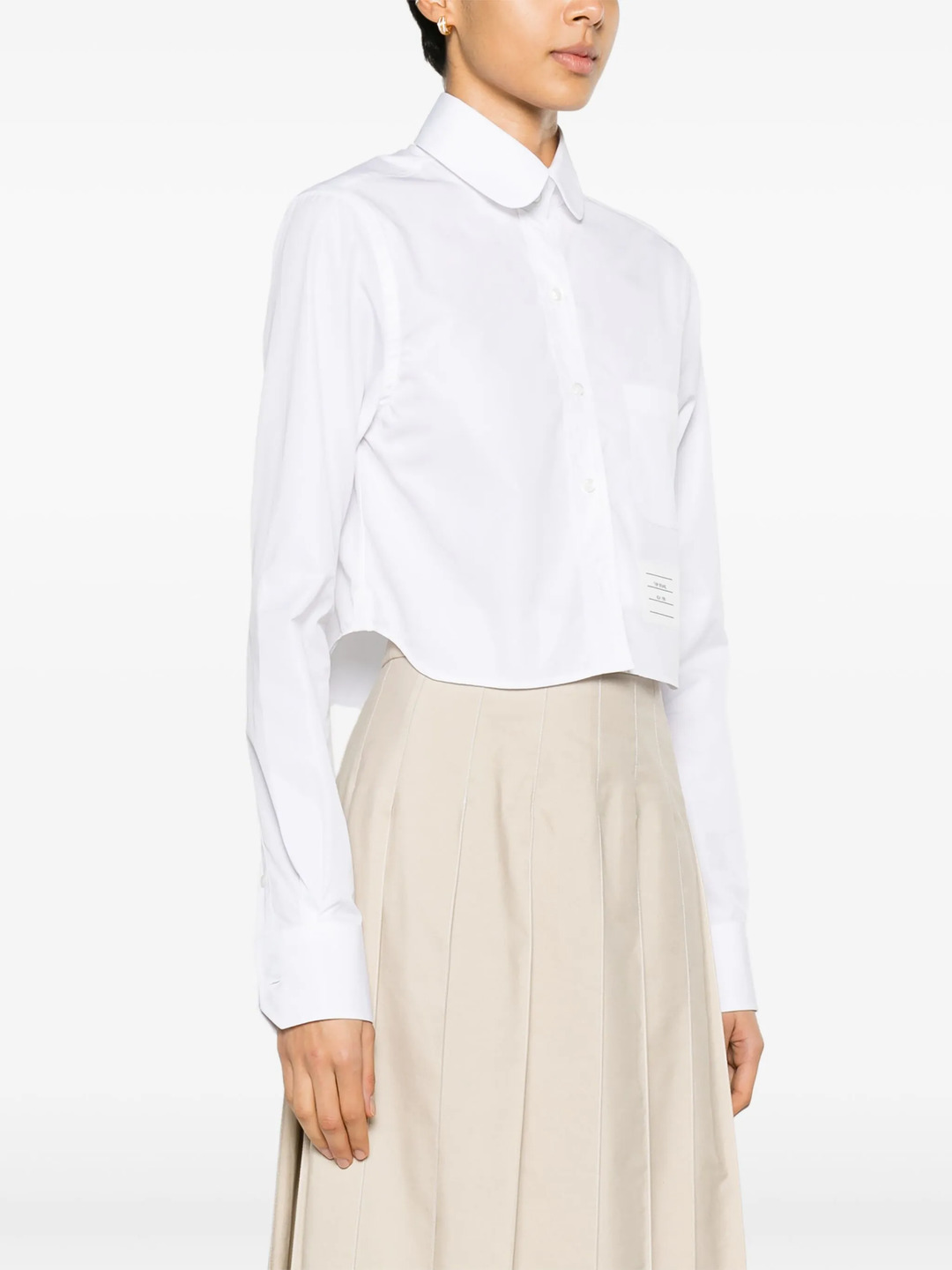 Poplin Classic Round Collar Cropped Shirt Women - 3
