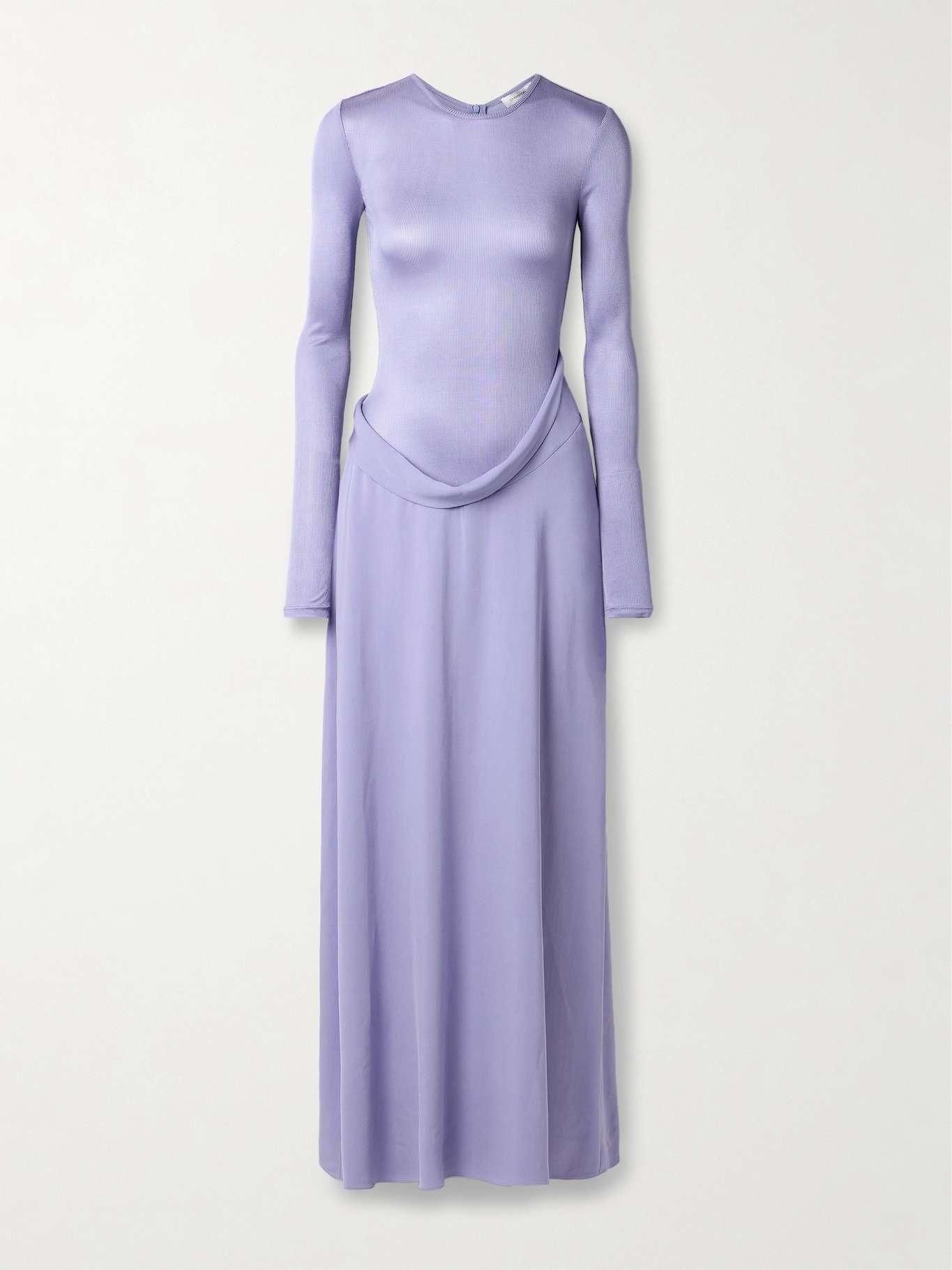 Layered satin-jersey and crepe maxi dress - 1