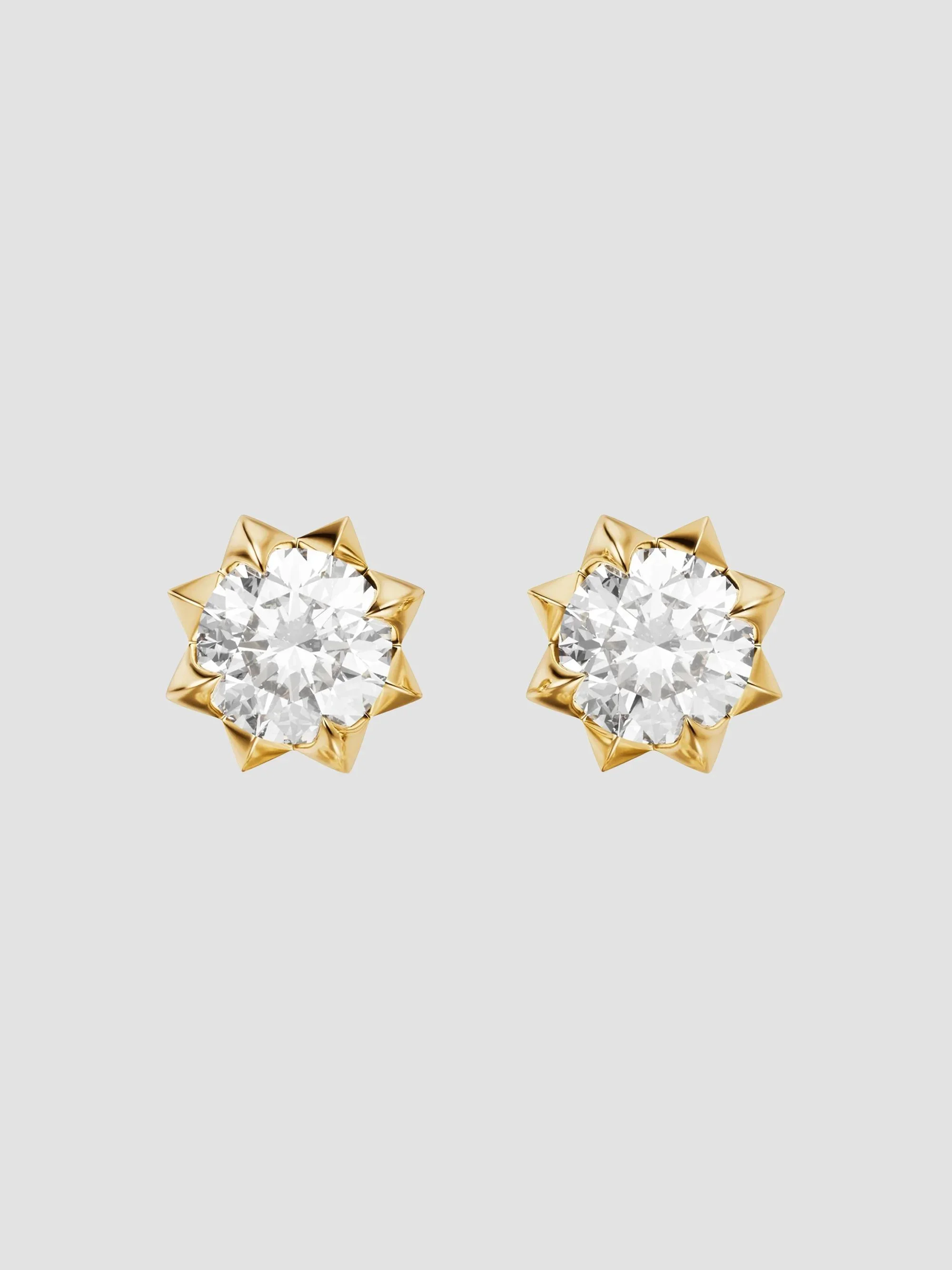 Women's Petite Pave Stud Earrings in 18K Yellow Gold with Diamonds, 5MM - Gold - 1