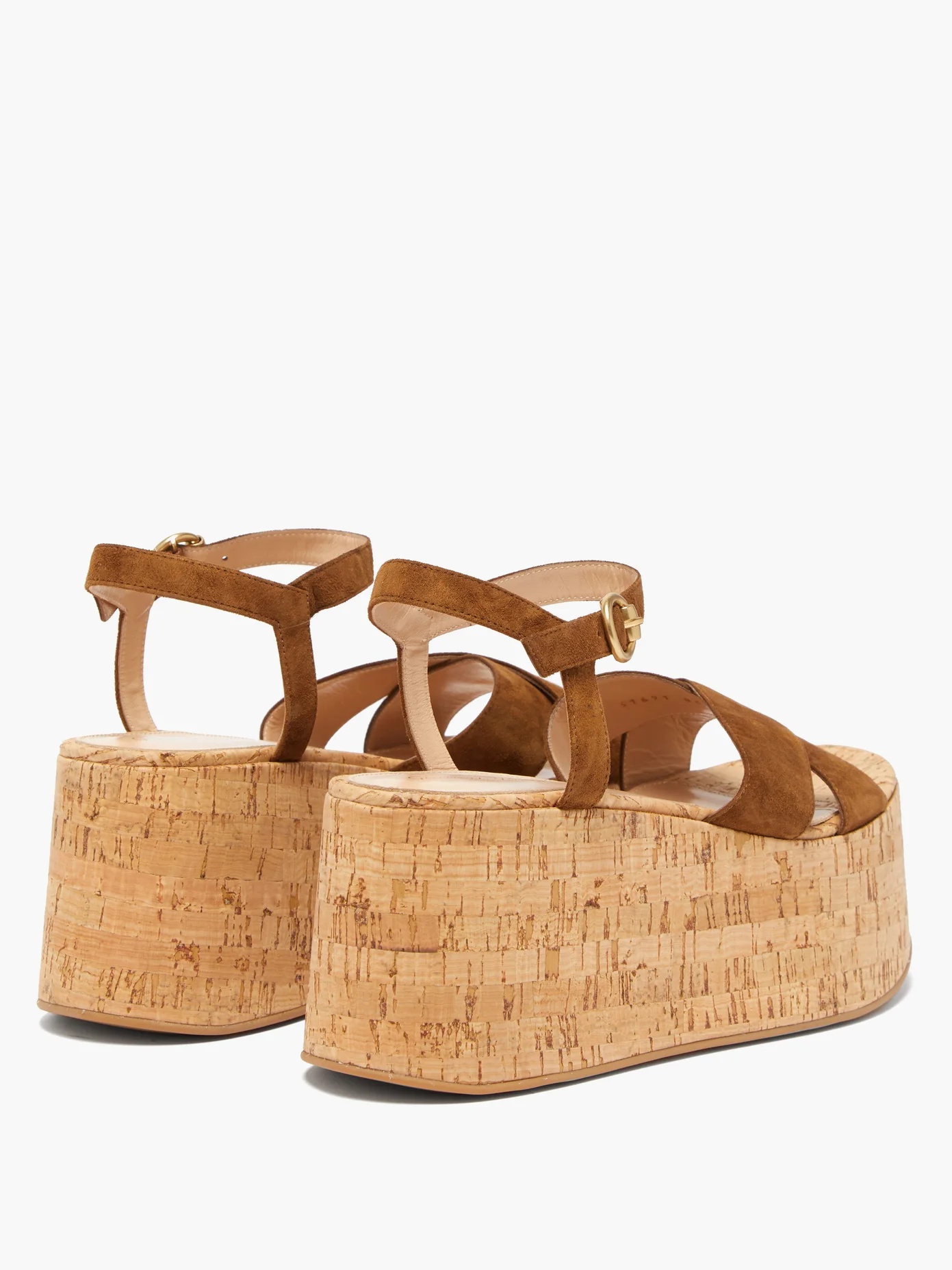 Bebe 85 crossover-strap suede wedge sandals - 4