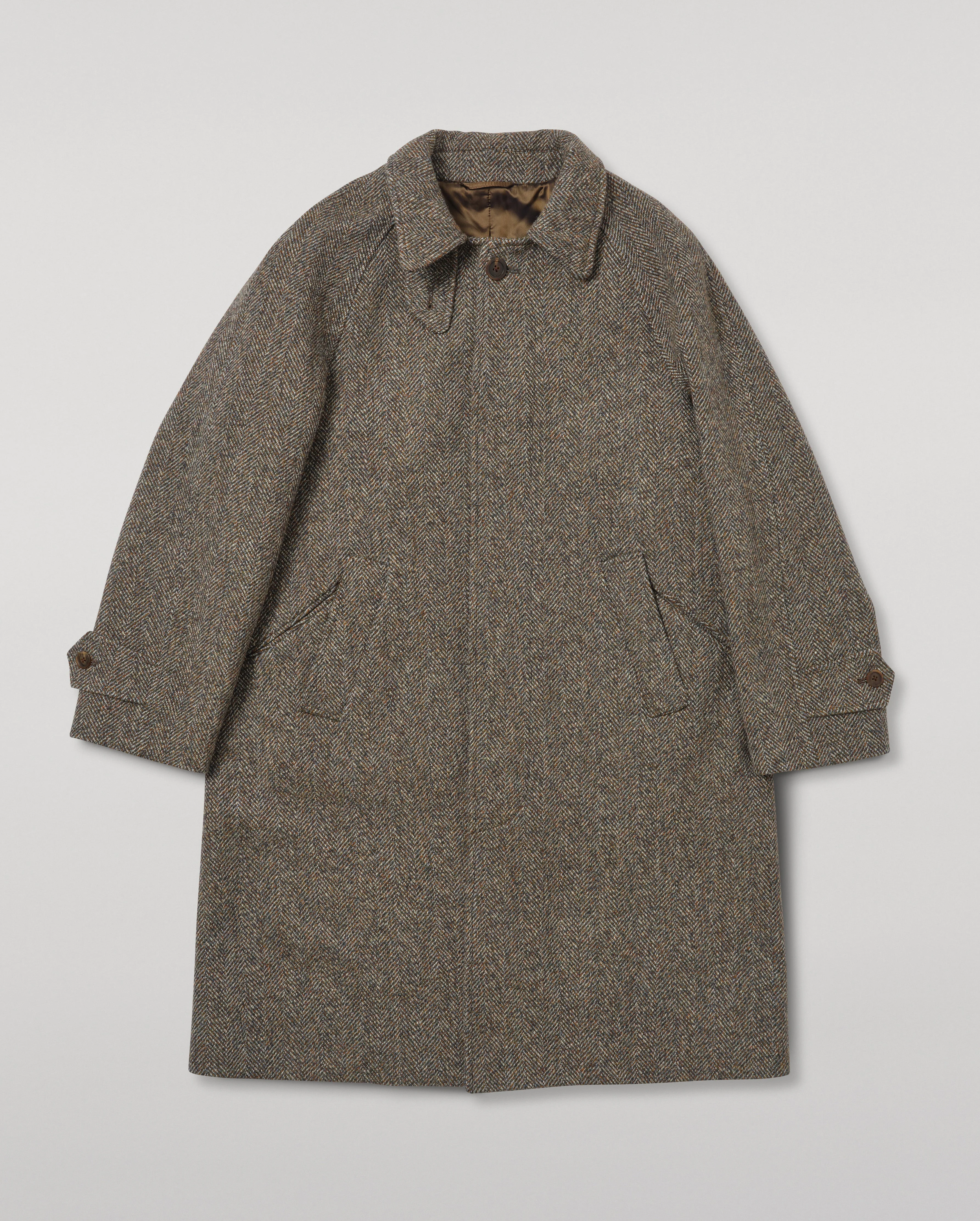 Balmacaan Rust & Petrol Herringbone Coat - 1