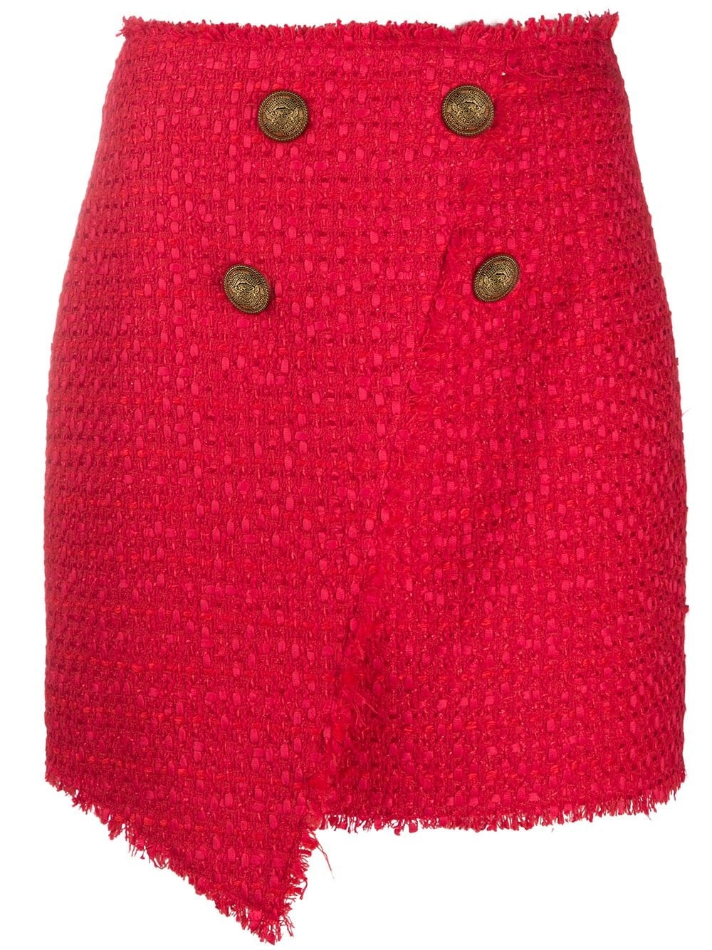 asymmetric wraparound tweed skirt - 1