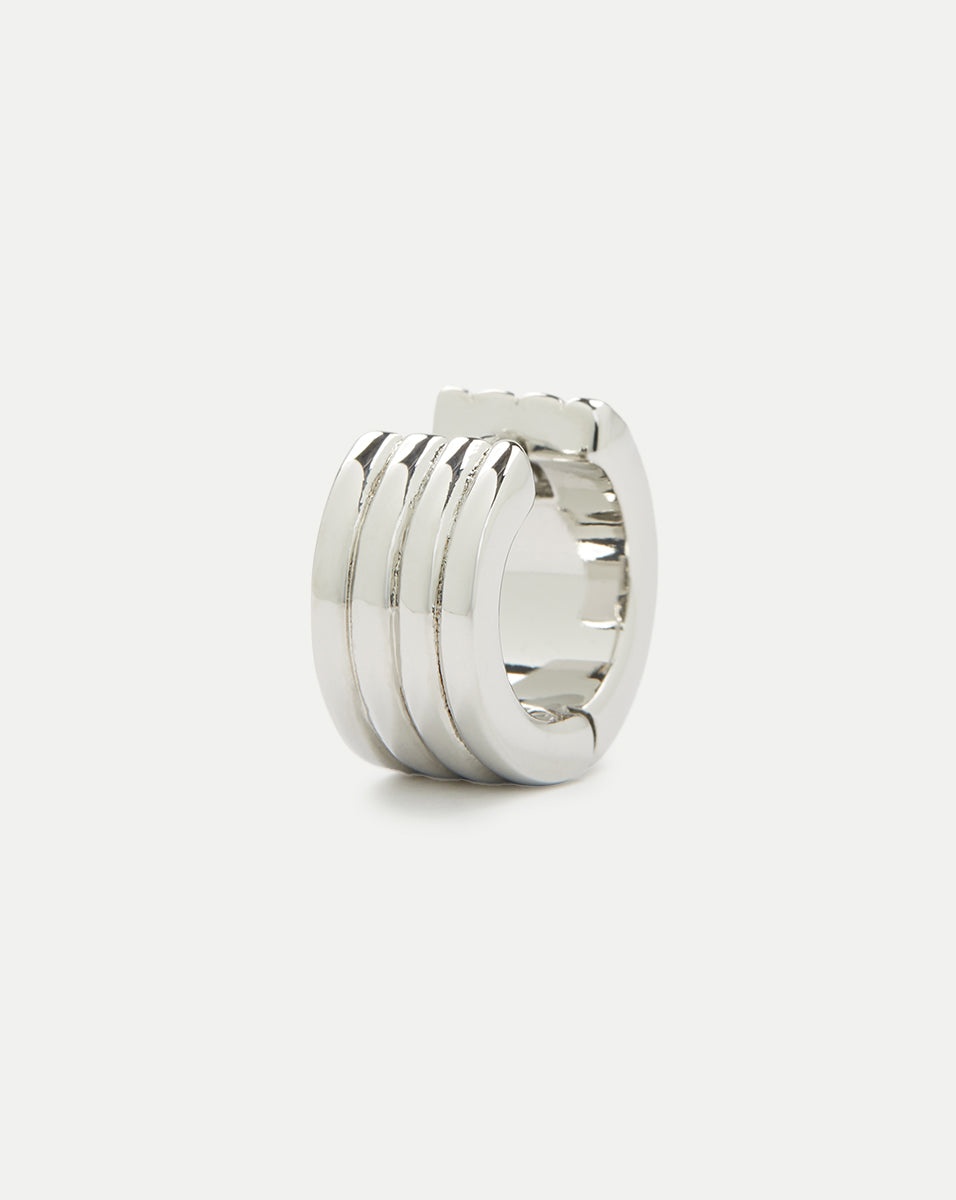 SILVER RIDGE HOOP EARRINGS - 3