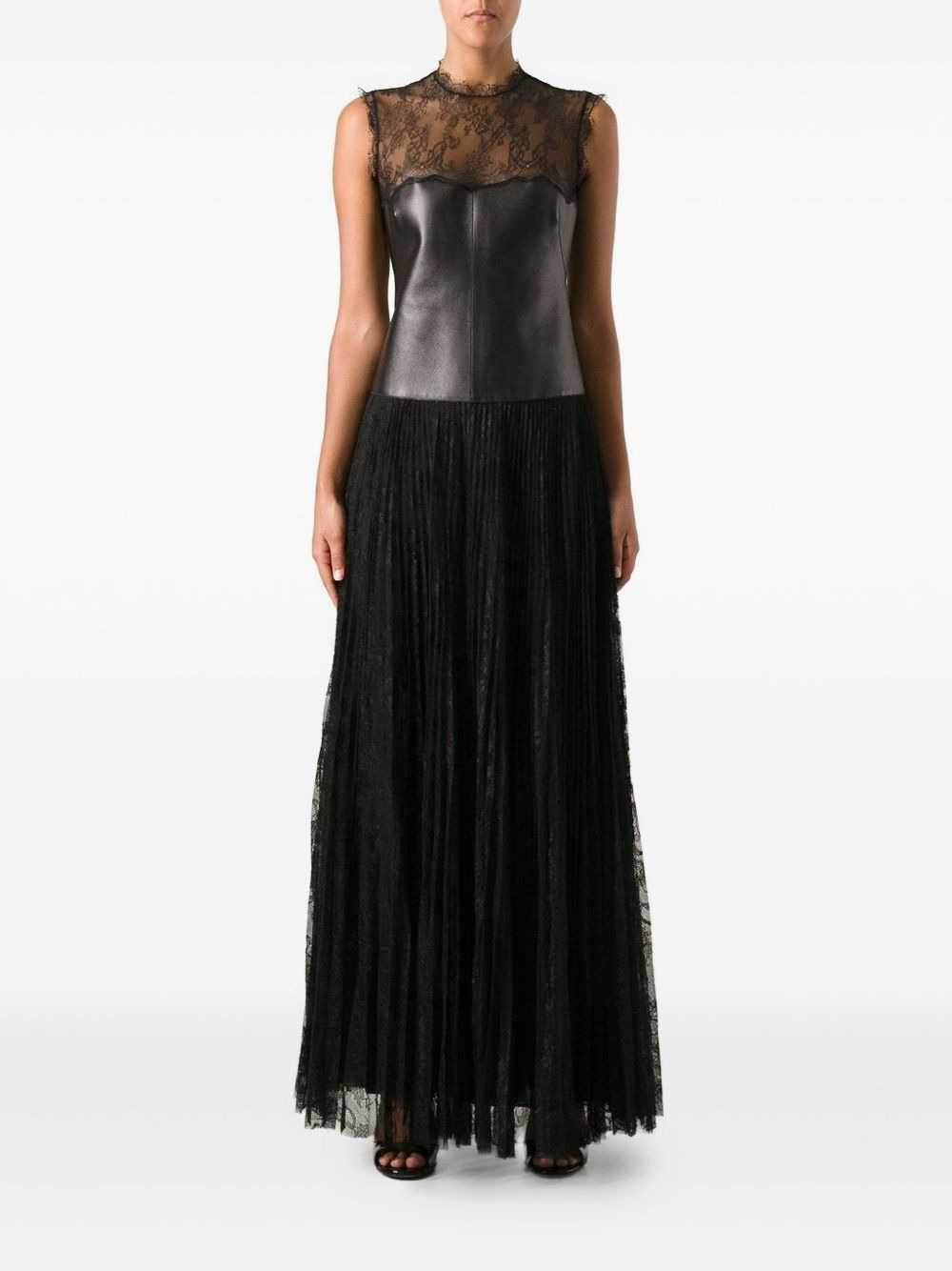 lace-panel corset-design gown - 2