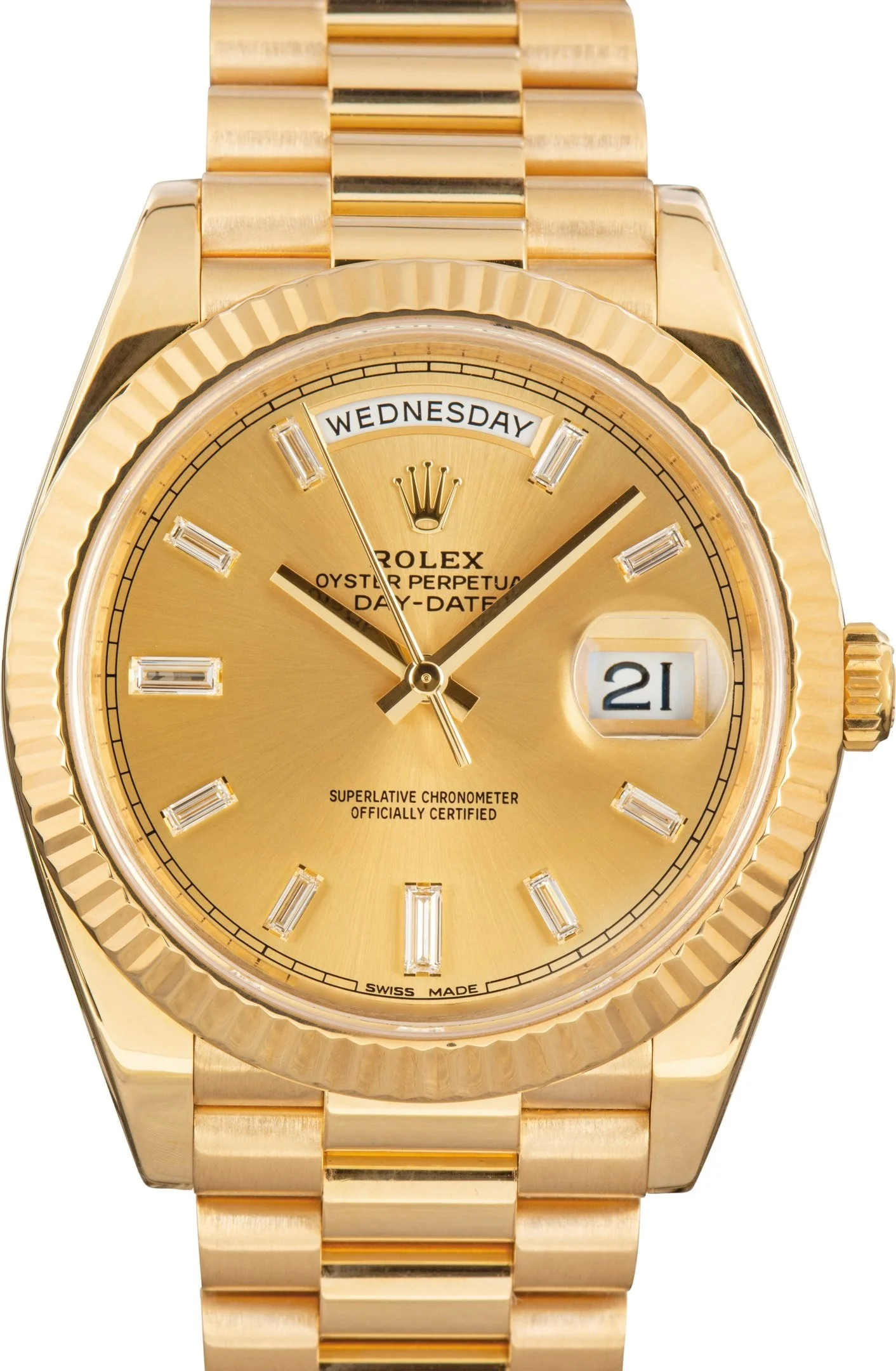 Pre-Owned President Rolex Day-Date 40 Ref 228238 Baguette Diamond Dial - 1
