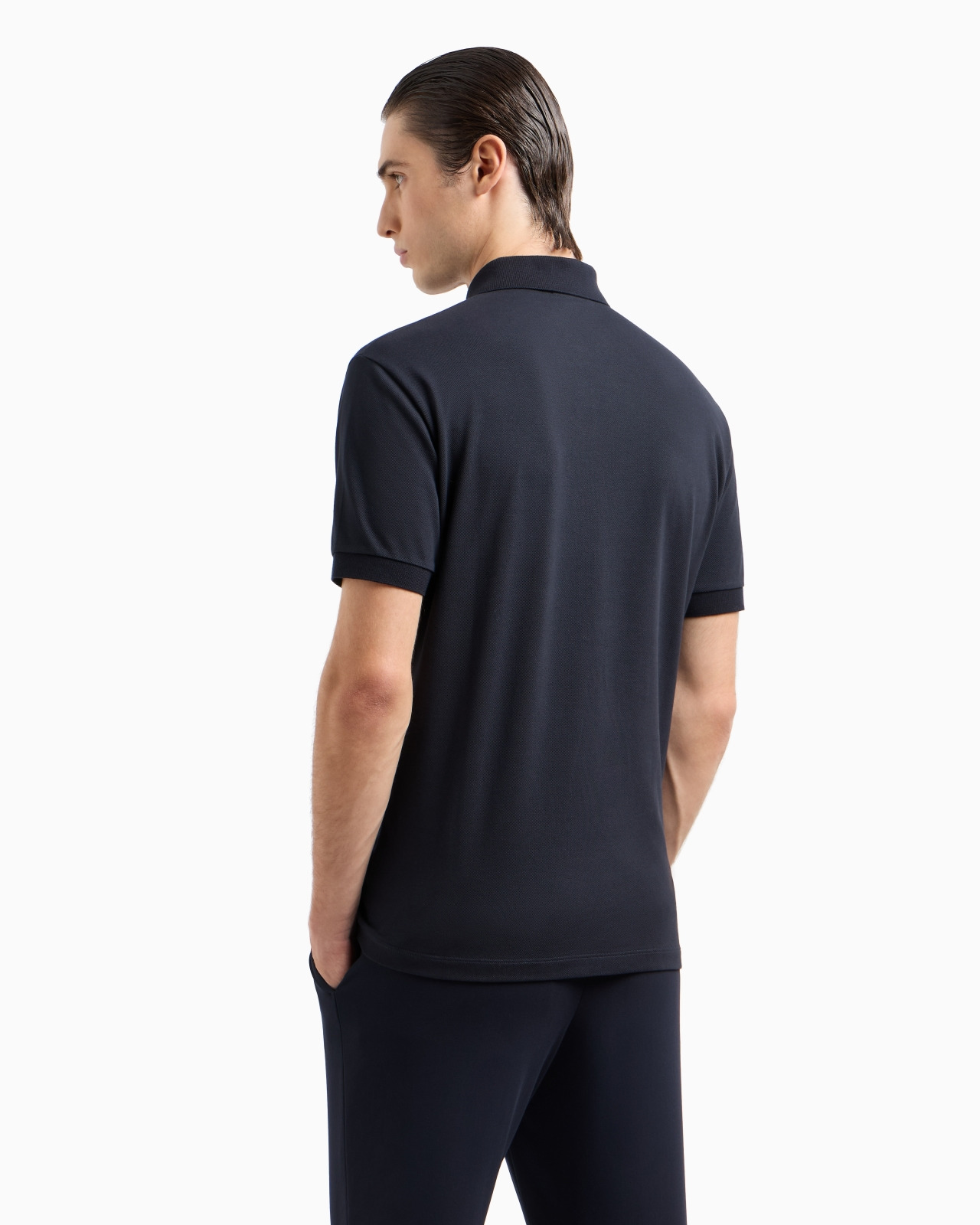 Stretch cotton piqué polo shirt - 3