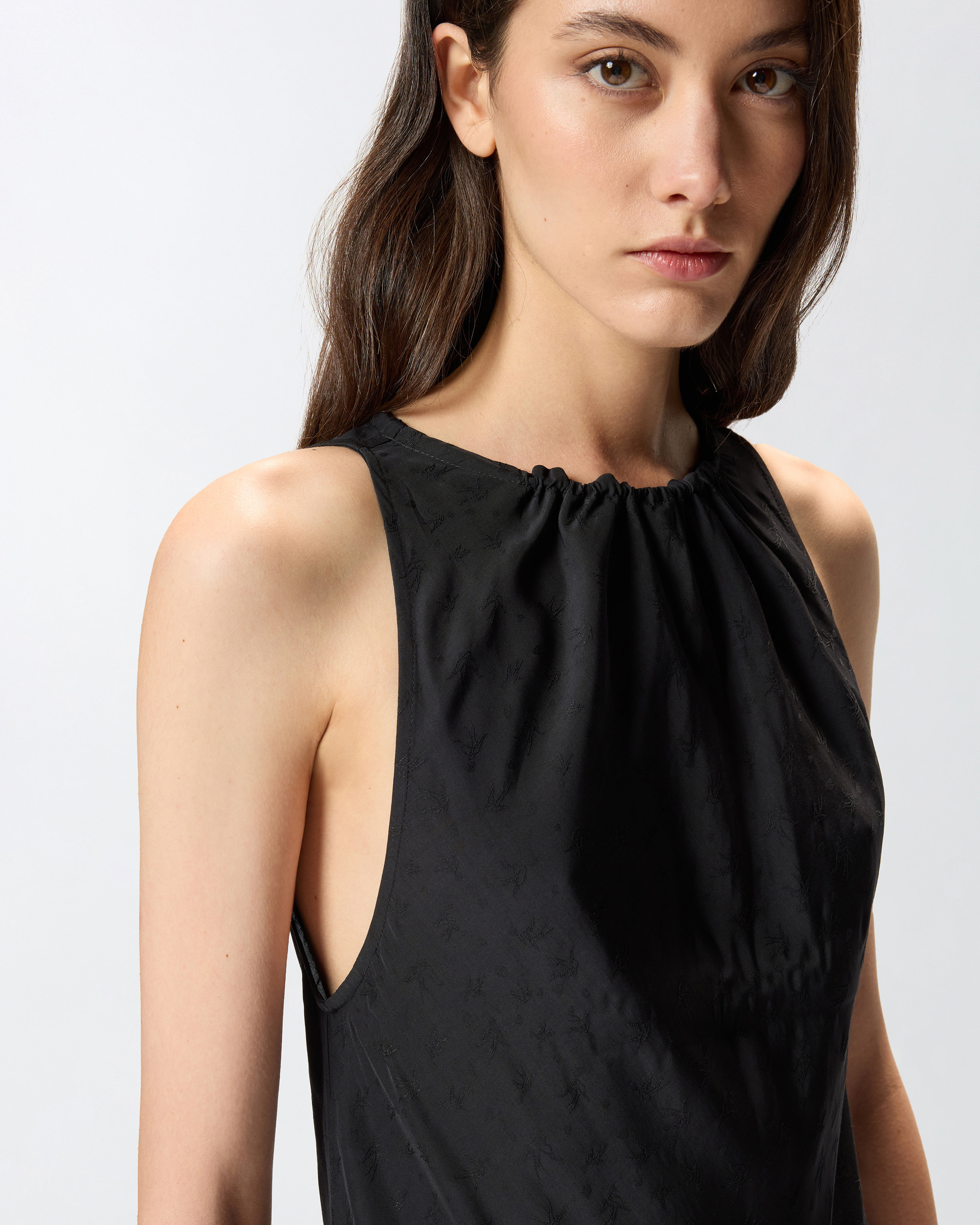 LONG VISCOSE JACQUARD DRESS - 5