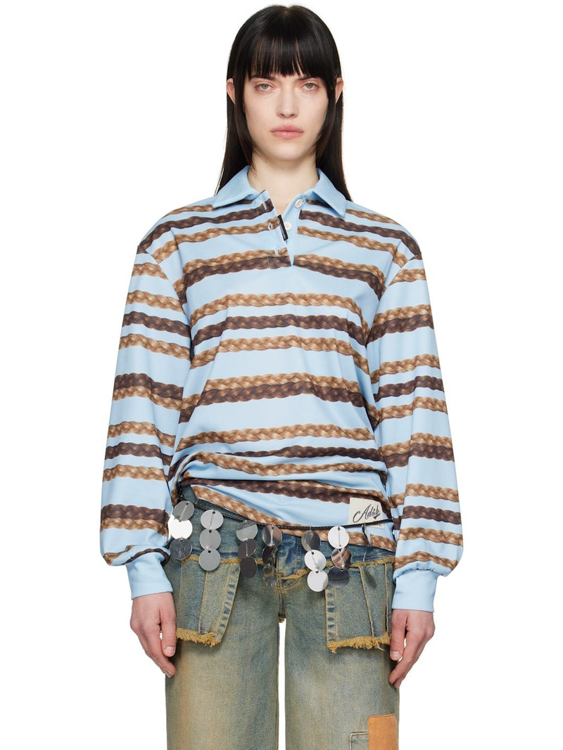 Blue Hair Braid Stripe Polo 1
