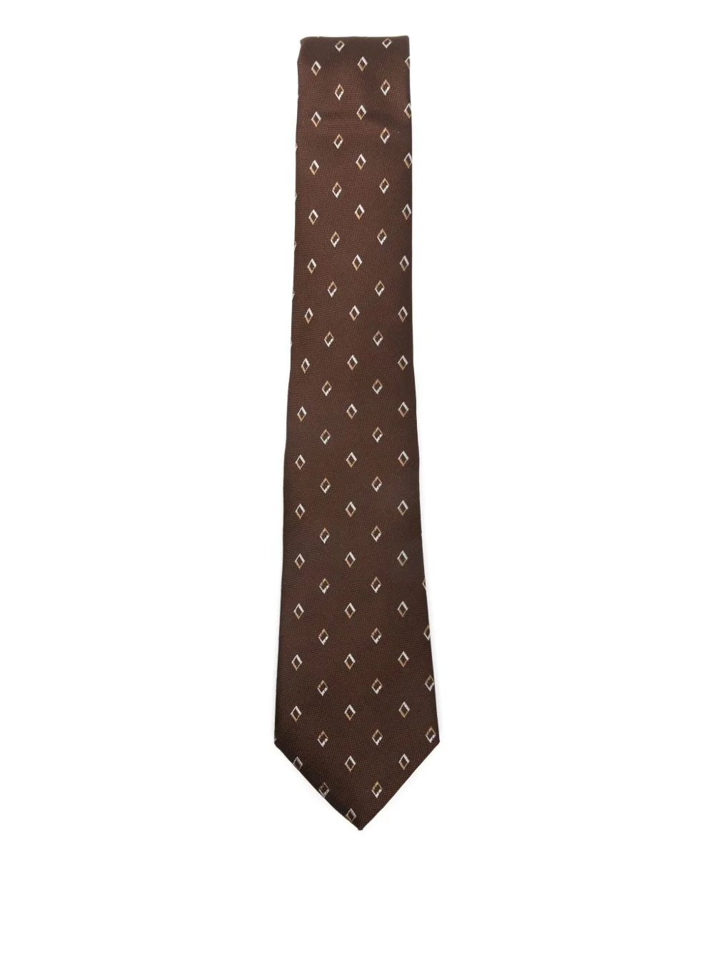 diamond-pattern silk tie - 1